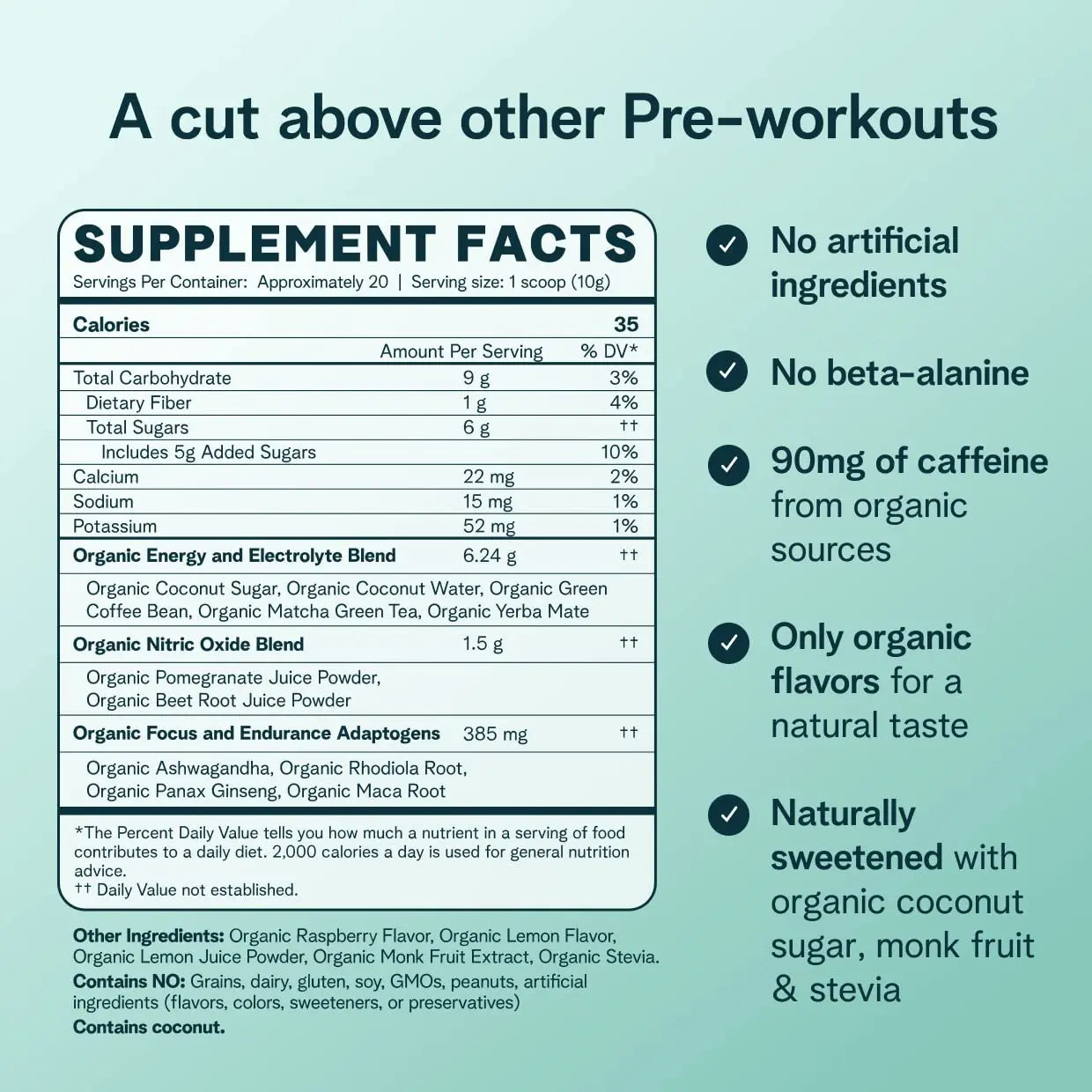 Ora Organic Natural Pre Workout Powder - Raspberry Lemonade Flavor- Provides Jitter Free Energy, Focus, Hydration, & Endurance - Vegan, Certified Organic, Soy, Dairy, & Gluten Free, 20 Servings Ora Organic Au supplements