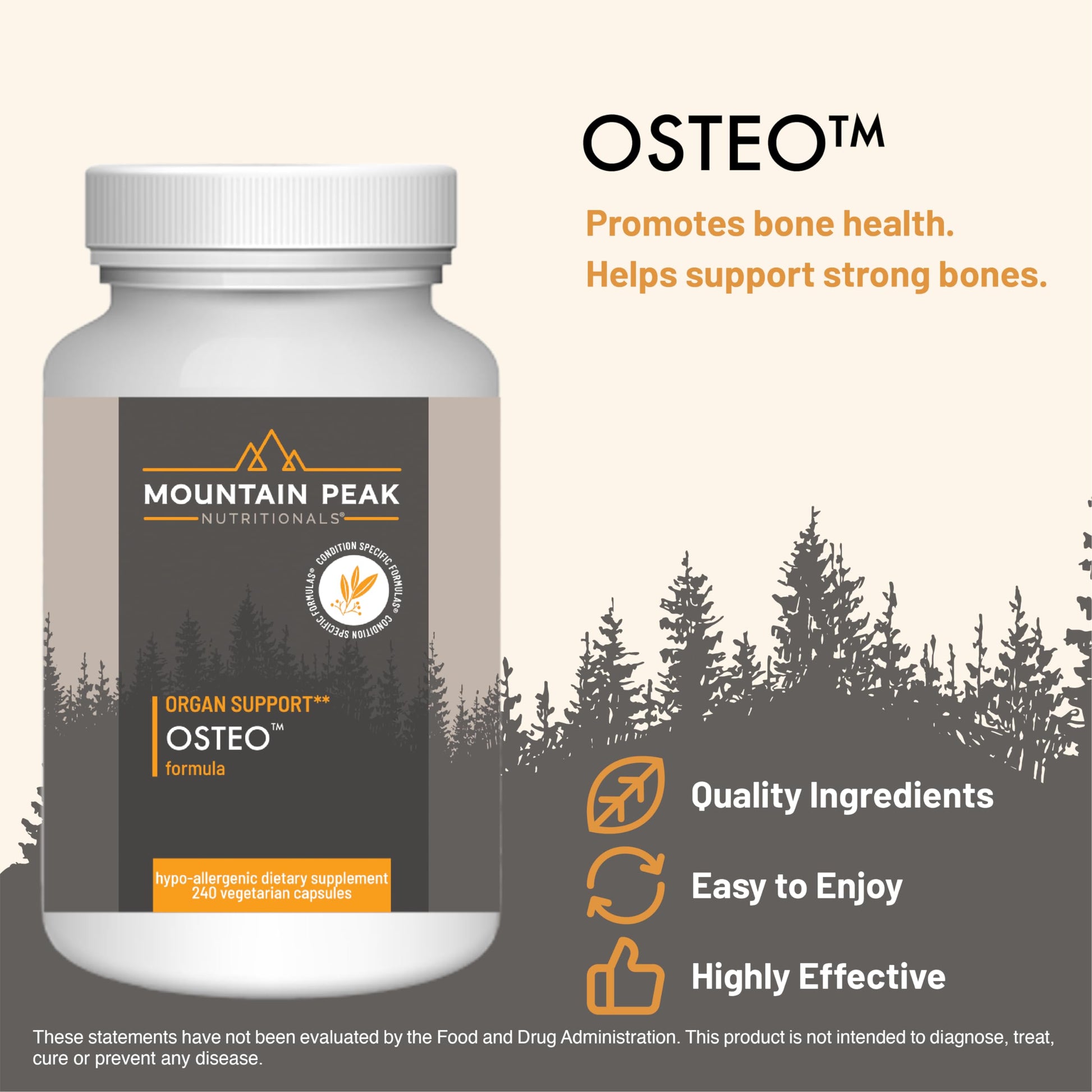 Mountain Peak Nutritionals Osteo Supplement - Organ & Strong Bone Support, Promotes Bone Health - With Vitamins D3, K2, Calcium, and Magnesium - Bone Building & Strengthening (240 Vegetarian Capsules) Mountain Peak Nutritionals Au supplements