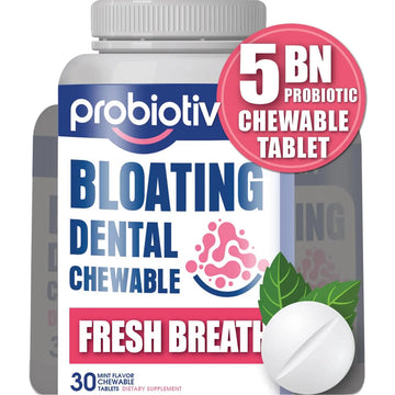 Probiotiv Chewable Probiotics for Daily Bloating w/ 5 Billion CFU – “Two-in-One Combo” Probiotiv Au supplements