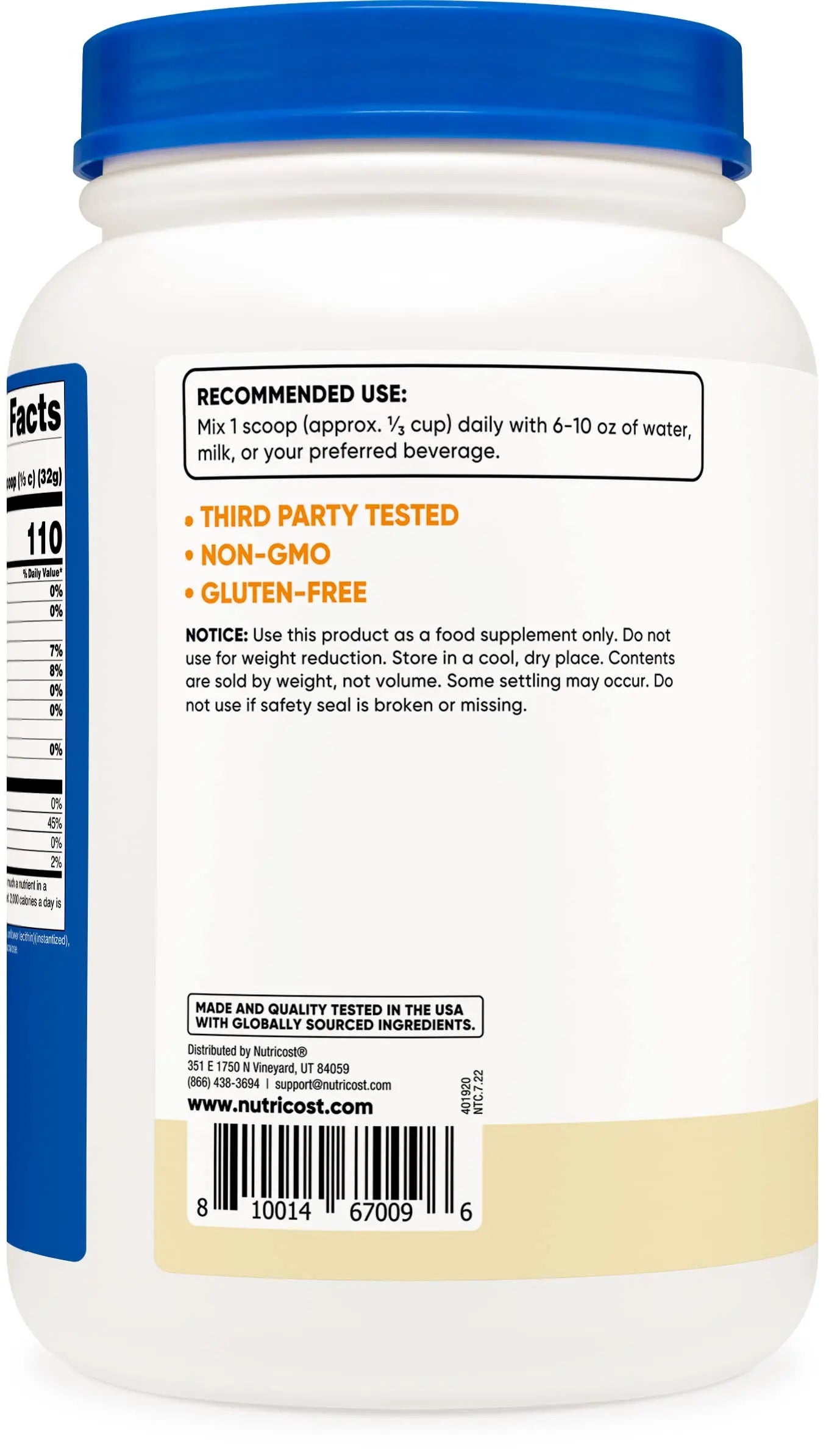 Nutricost Casein Protein Powder 2lb Vanilla - Micellar Casein, Gluten Free, Non-GMO Nutricost Au supplements