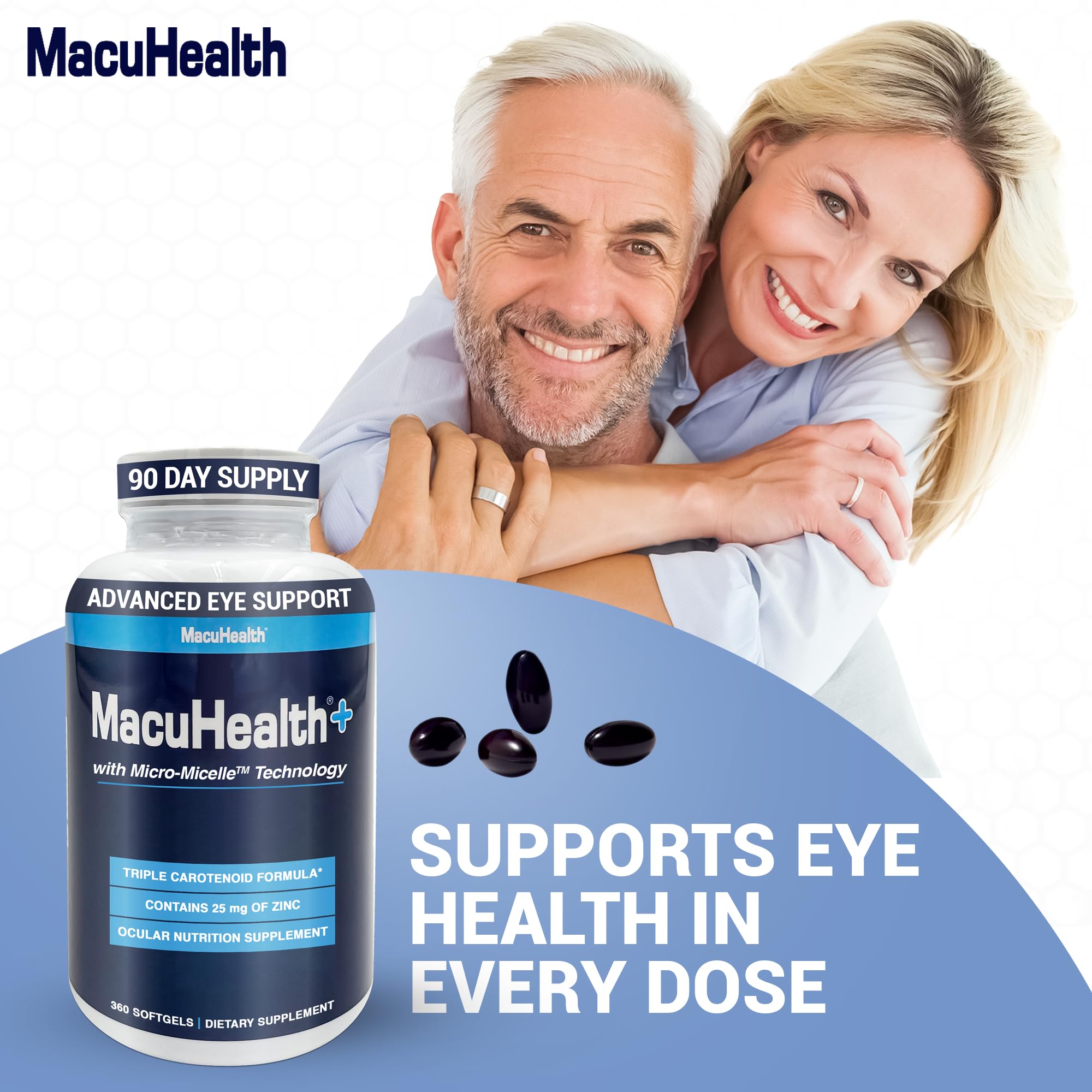 Macuhealth Plus+ Eye Vitamins Supplement for Adults - 90 Day Supply with Lutein, Zeaxanthin, and Meso-Zeaxanthin