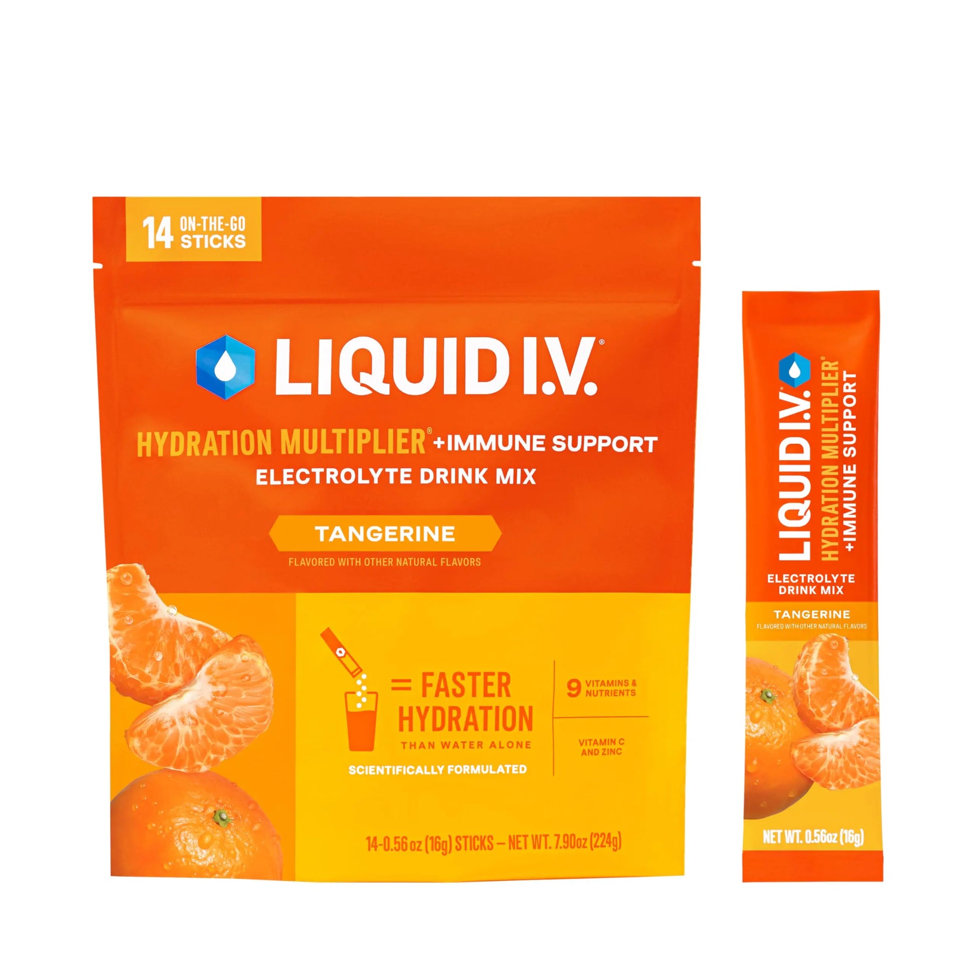 Liquid I.V.® Hydration Multiplier +Immune Support - Tangerine | Electrolyte Powder Drink Mix | 1 Pack (14 Servings) Liquid I.V. Au supplements
