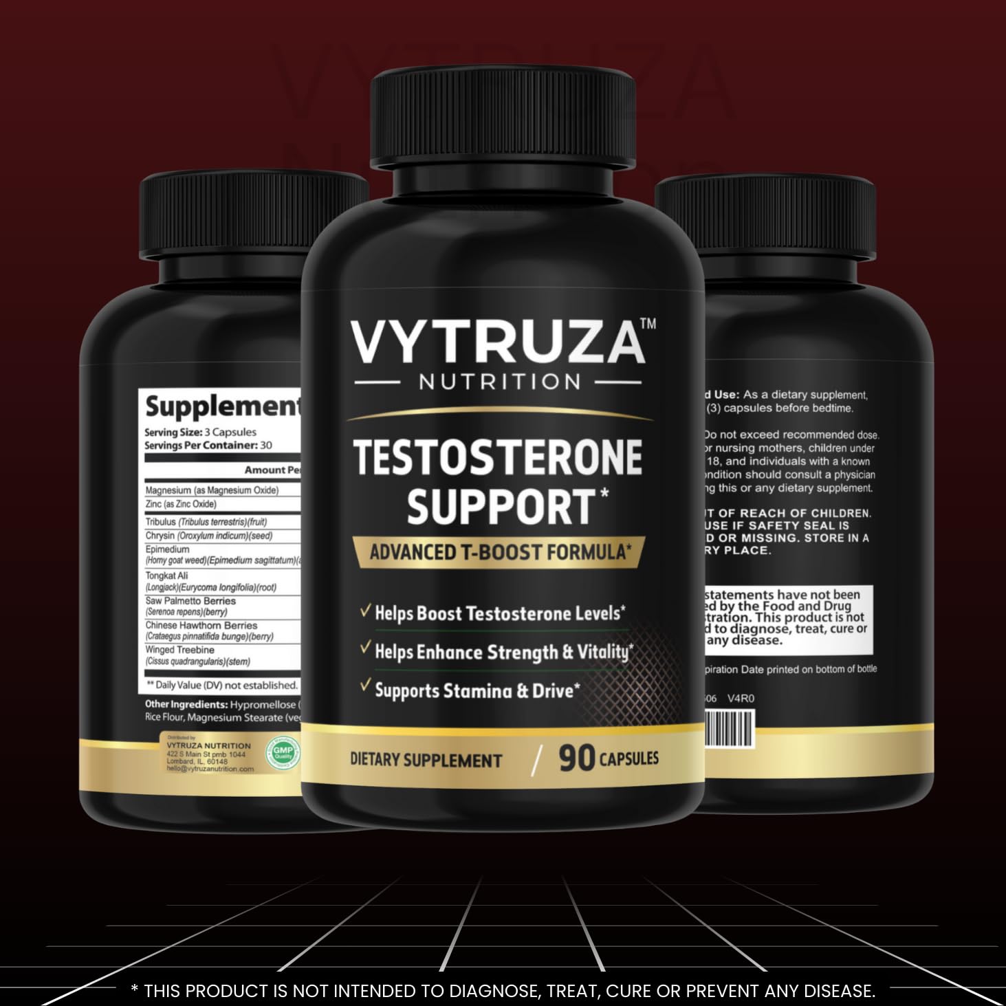 VYTRUZA Nutrition Advanced T-Boost Formula Test Support Capsules, Premium Ingredients, Energy, Strength Support Supplement for Men, 90 Capsules VYTRUZA Au supplements