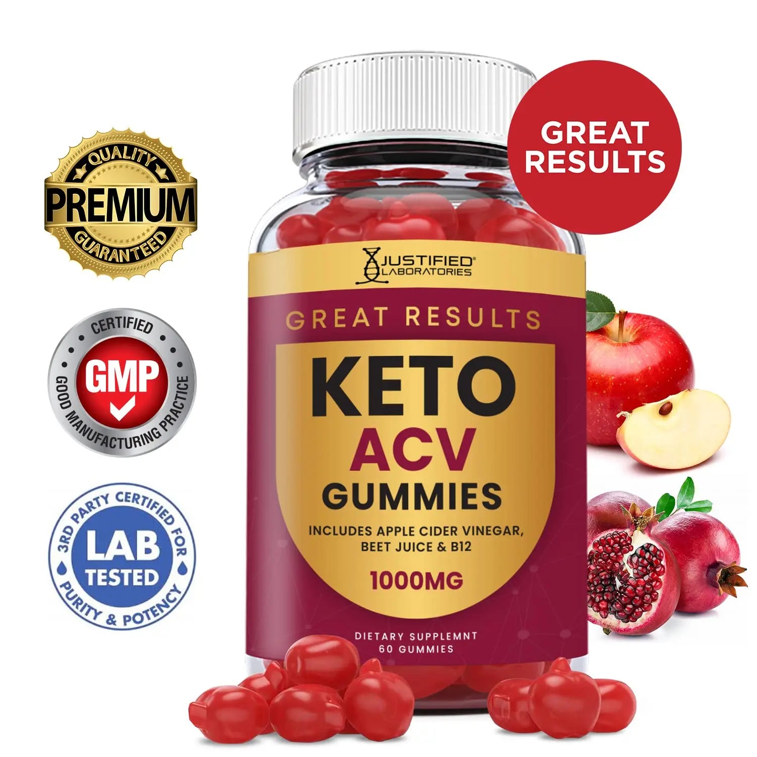 Justified Laboratories (10 Pack) Great Results Keto ACV Gummies 1000MG Justified Laboratories Au supplements