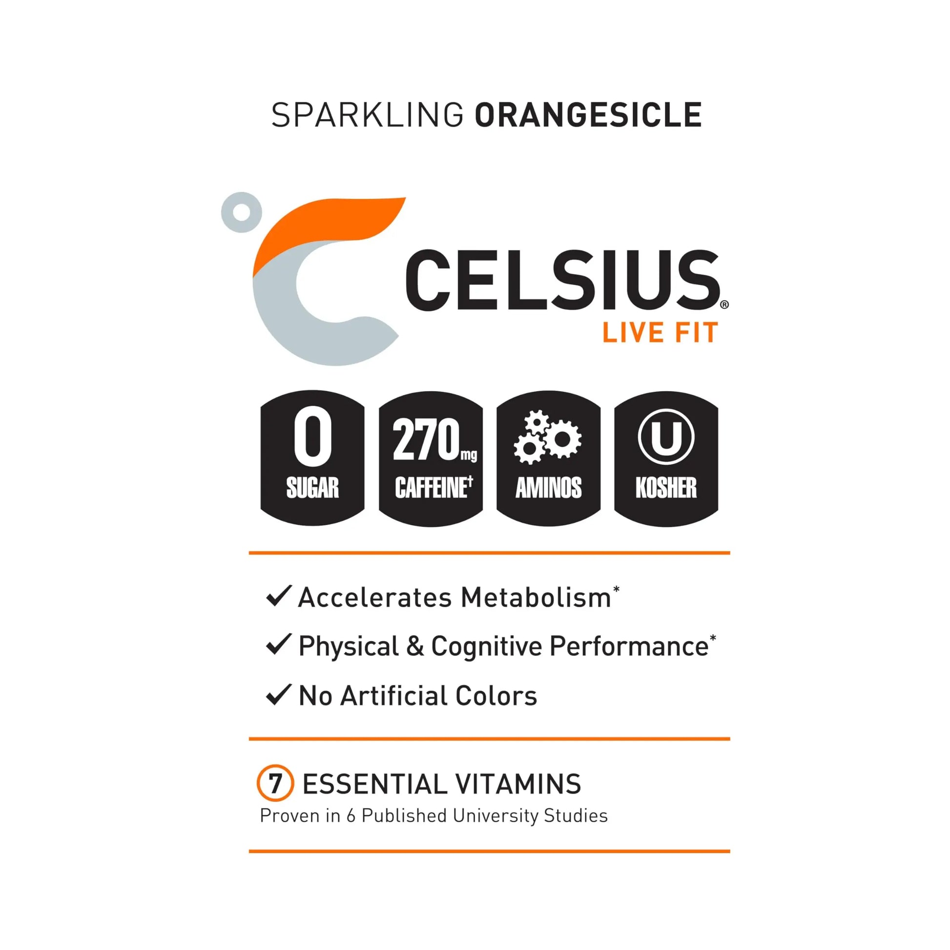 CELSIUS ESSENTIALS, Sparkling Orangesicle, Performance Energy Drink 16 Fl Oz (Pack of 12) CELSIUS Au supplements