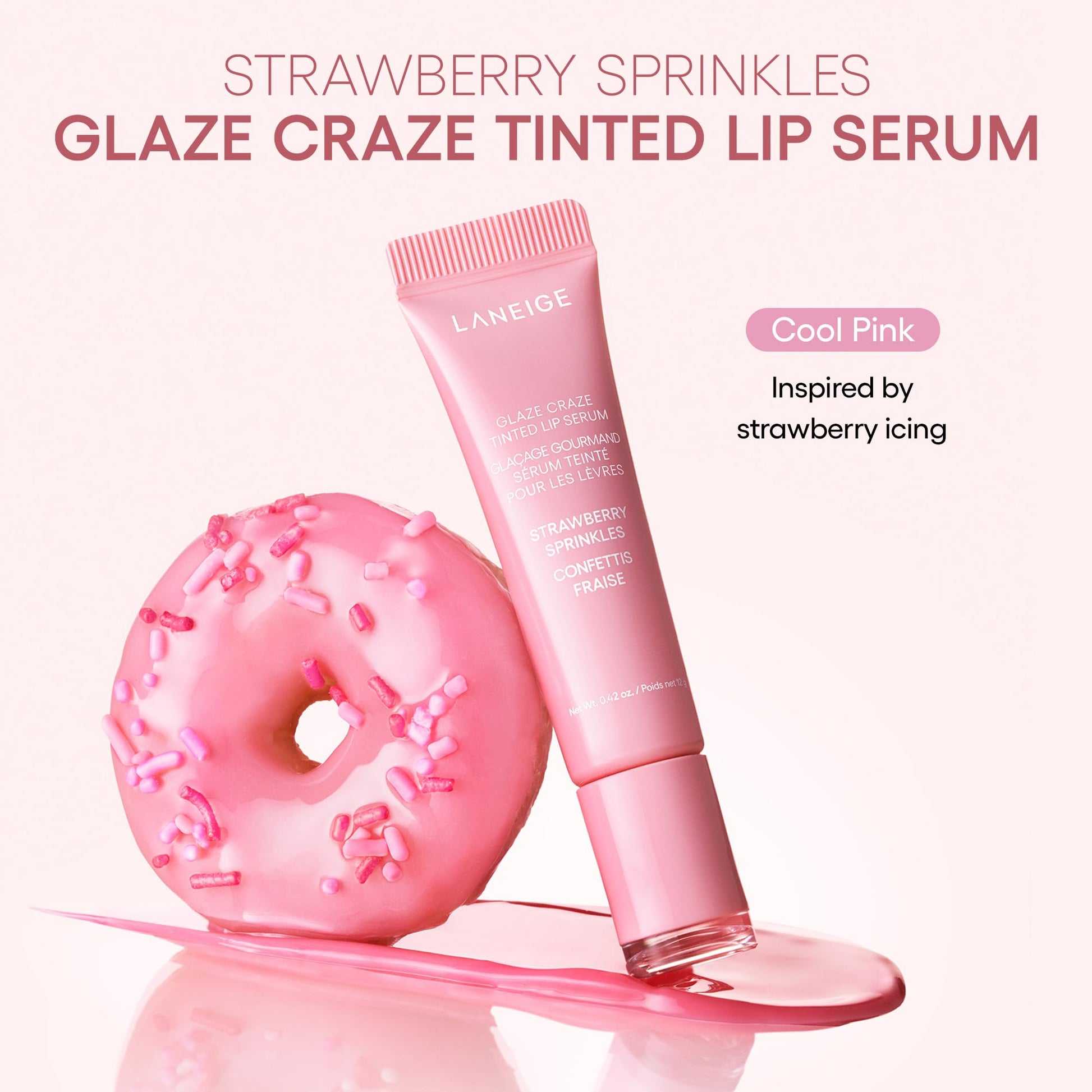 LANEIGE Glaze Craze Tinted Lip Serum, Strawberry Sprinkles: Hydrating Serum for Glossy,Nourished Lips with Plumping Polypeptides,0.42 oz LANEIGE Au supplements