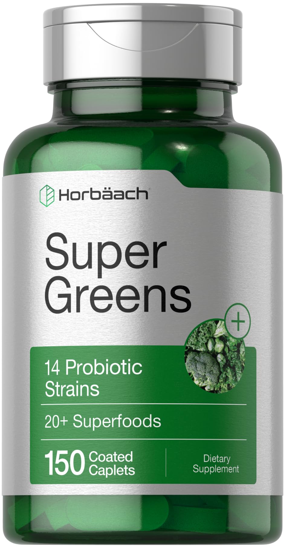 Horbäach Super Greens Supplement with Probiotics | 150 Caplets | Non-GMO, and Gluten Free Horbäach Au supplements
