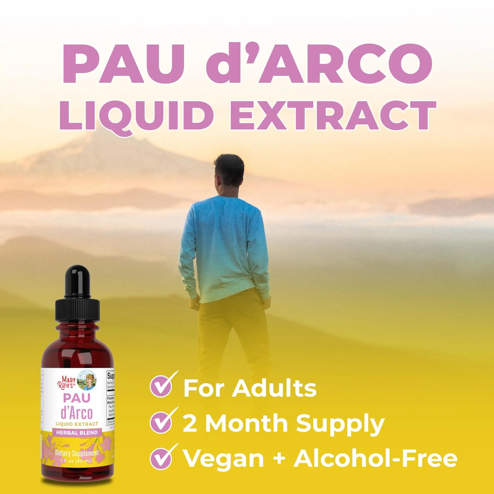 MaryRuth Organics PAU D'Arco Herbal Blend | Reishi Mushroom | Echinacea angustifolia Root | Usnea Lichen | Thyme Leaf | Vegan | Non-GMO Project Verified | Gluten Free | 30 Servings | 1 Fl Oz MARYRUTH'S Au supplements