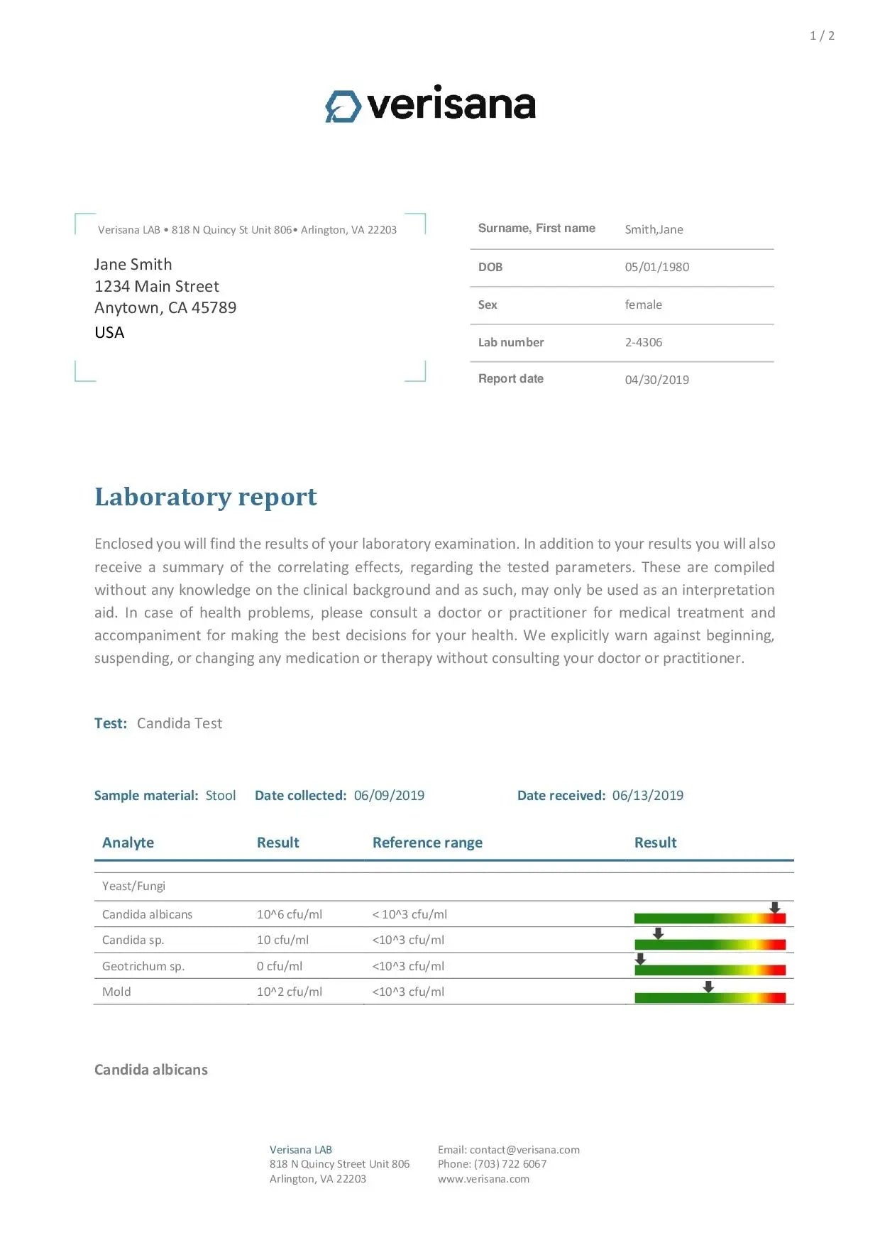 Candida & Helicobacter & Zonulin Test – Lab Testing Kit for Diagnosing Candida, H Pylori and Zonulin Verisana Au supplements