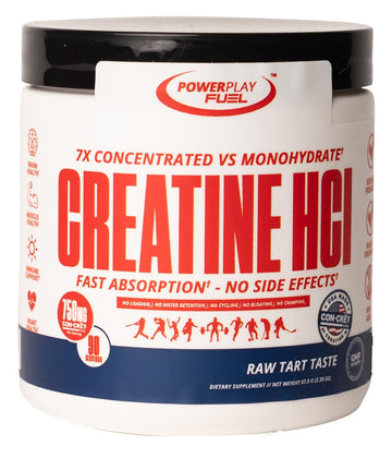 CREATINE HCl Powder for Men and Women, Muscle Strength, Brain Performance, Heart Health & Immune Support - Raw Tart Taste, 90 Servings POWER PLAY FUEL Au supplements