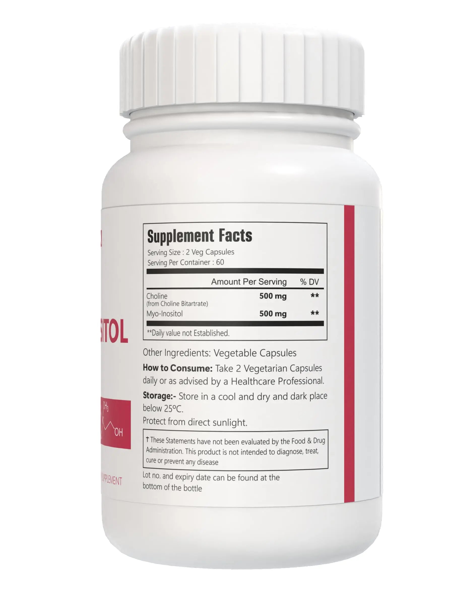 VitaCosmoX Choline and Myo-Inositol Supplement, 1000 mg Each, 120 Veggie Capsules 100% Vegetarian, Non-GMO & Gluten Free VitaCosmoX Au supplements