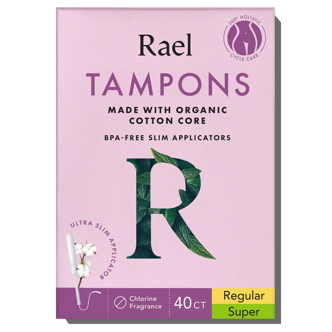 Rael Tampons, Slim Applicator Made with Organic Cotton Core - Tampons Multipack, Regular and Super Rael Au supplements