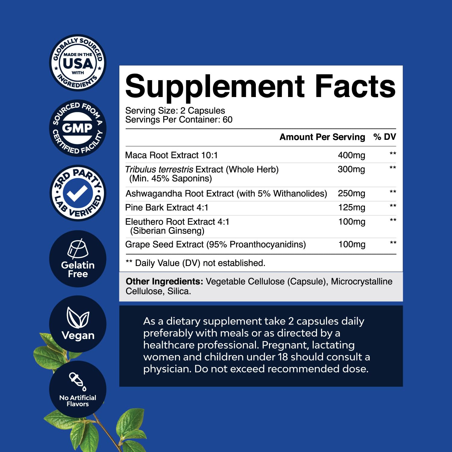 Potent Black Maca Root Capsules for Men - Herbal Wellness Supplement with Siberian Ginseng Ashwagandha and Black Maca Root - Men’s Wellness Supplement to Support General Health - 120 Count Natures Craft Au supplements