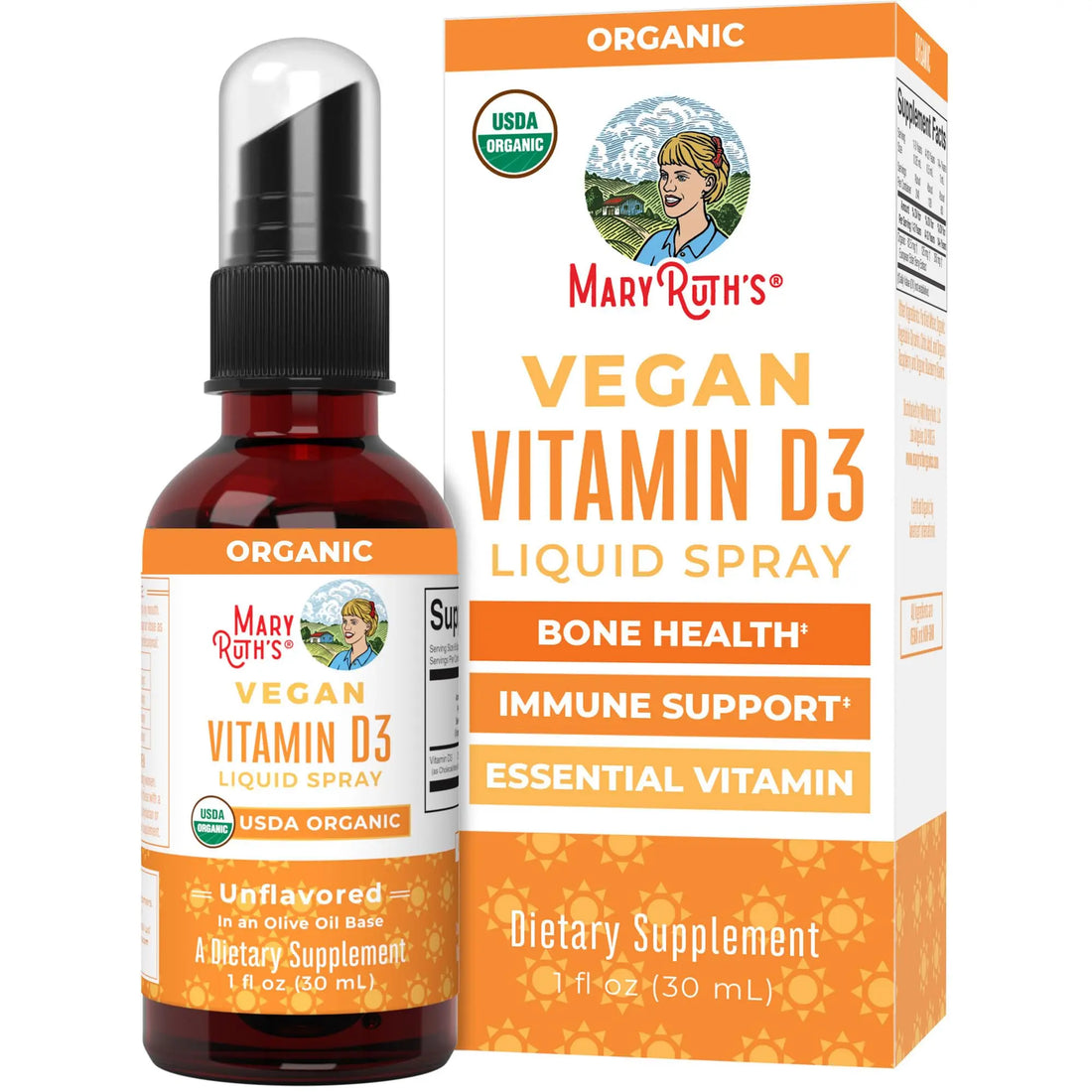 MaryRuth Organics Vitamin D USDA Organic | VIT D3 Liquid | Sugar Free | Liquid VIT D Spray Immune Support for Adults & Kids | Bone Health| Vegan | Gluten Free | Non-GMO | 30 Servings MARYRUTH'S Au supplements