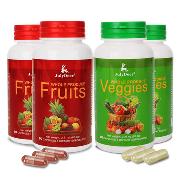 Fruit and Veggies Supplement Ingredients Natural – 4 Bottles 360 Total Vegetarian Capsules | Balance of Natural 16+18 Whole Fruits & Veggies Blend | Fresh Superfood Formula with Vitamins and Minerals JulyDeer Au supplements