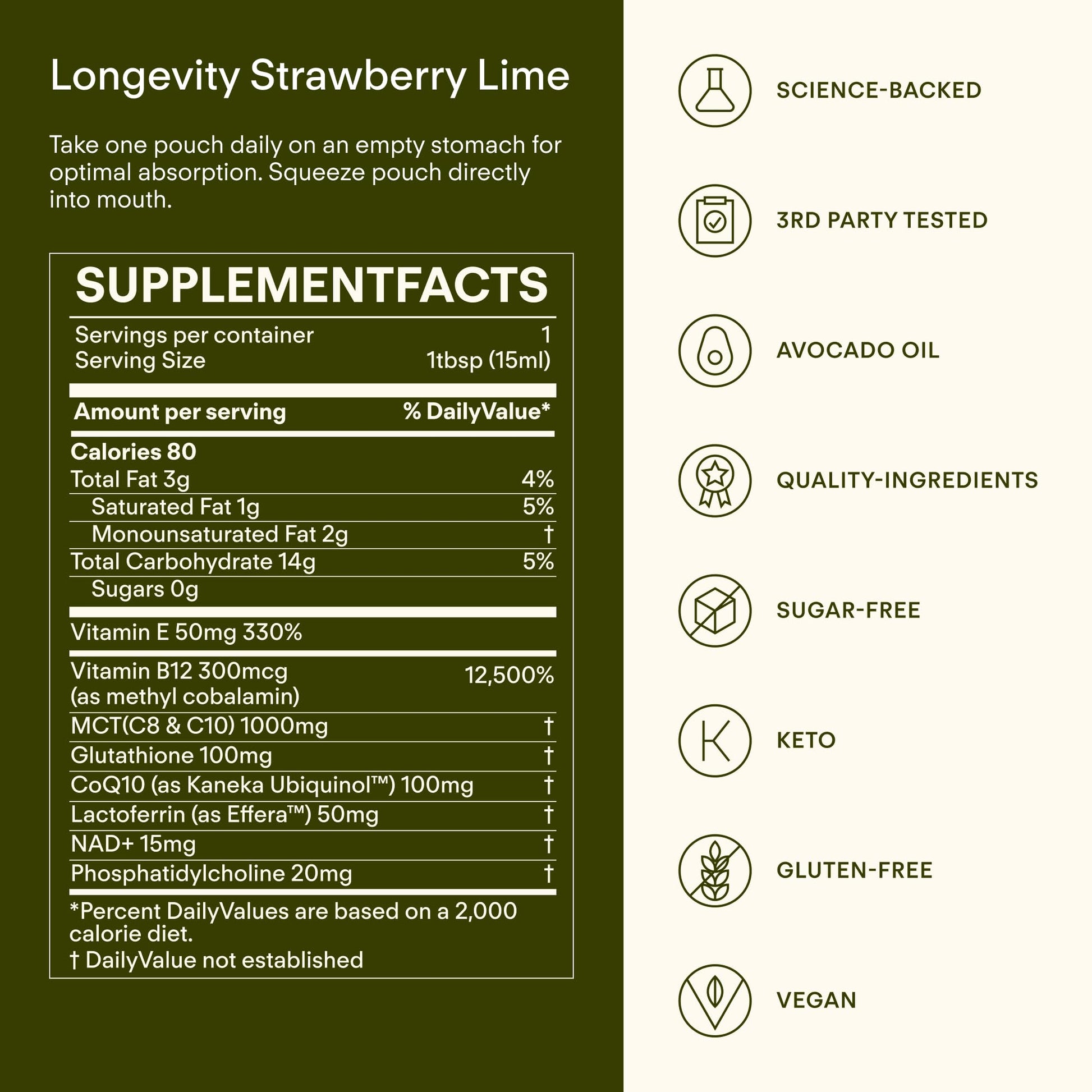Sunny Within - Liposomal Glutathione Supplement NAD+ Longevity Mix w/Liquid NAD+, CoQ10, B12, MCT & Avocado Oil – Cellular Health, Energy, Brain, Gut & Heart Support* – Strawberry Lime – 30 Pouches Sunny Within Au supplements