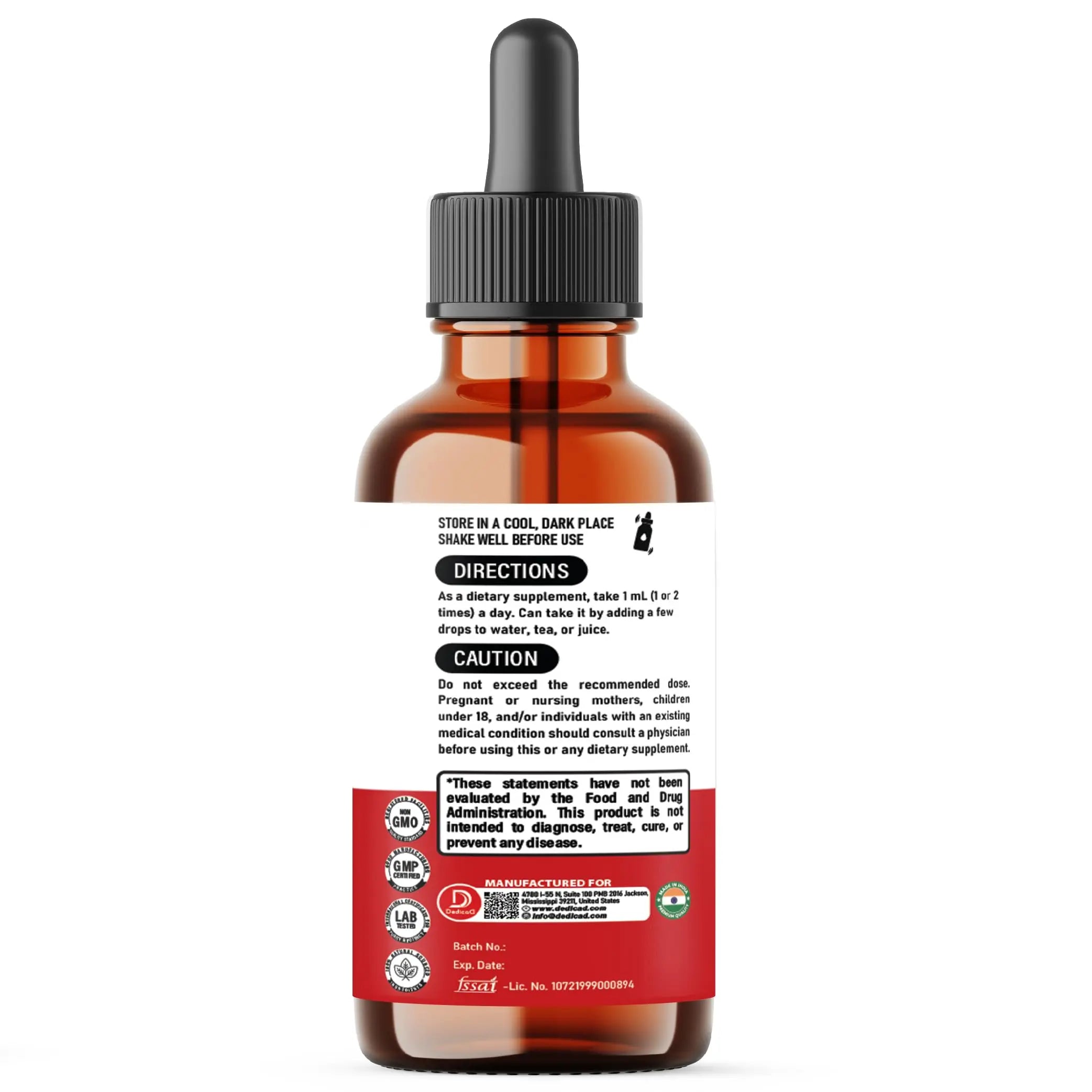 DEDICAD 12in1 Wormwood Liquid Drops Added Black Walnut, Whole Cloves and 9 More Herbs - 2 Fl Oz - 60 Days Supply - Mint Flavor DEDICAD Au supplements
