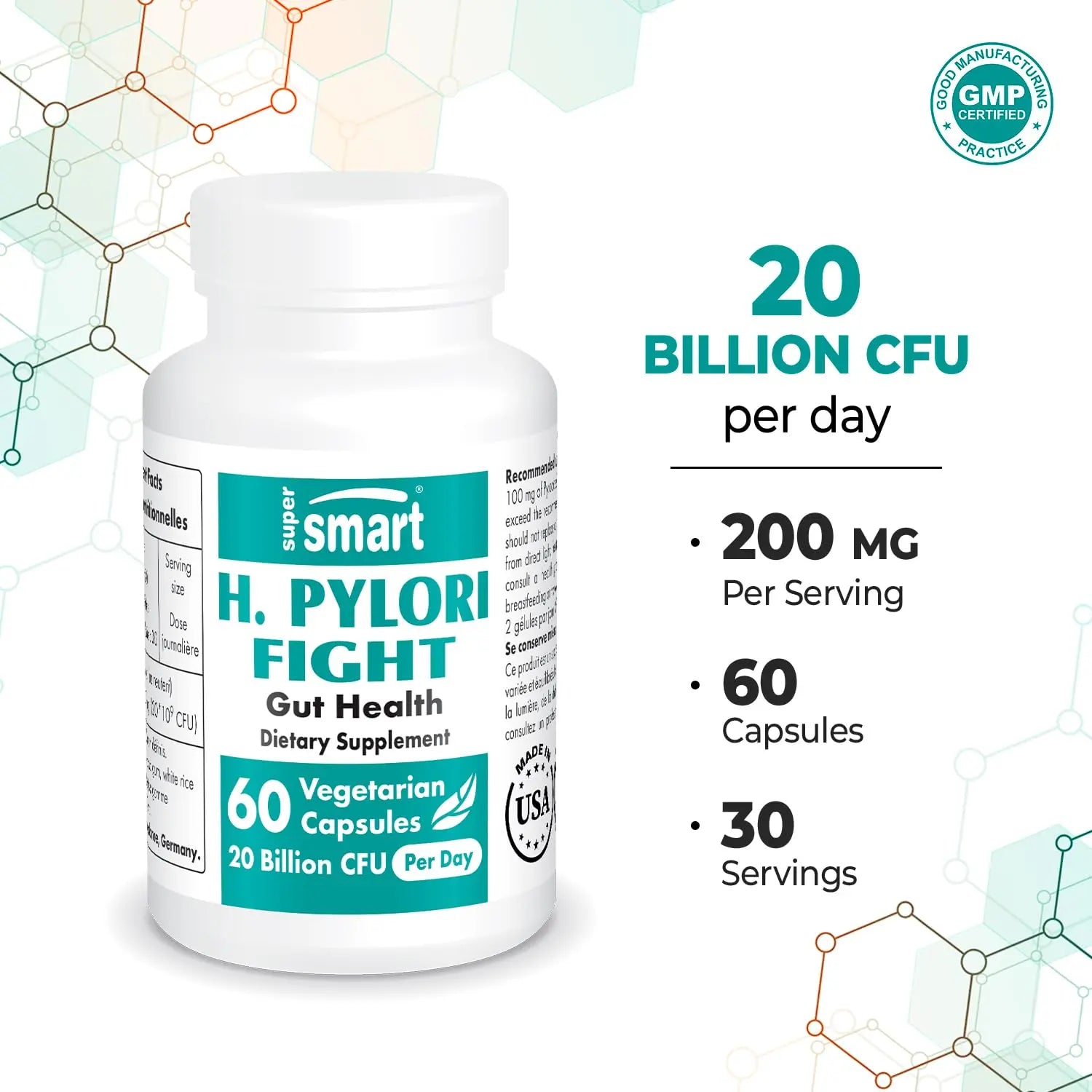 Supersmart - H. Pylori Fight Natural Treatment 20 Billion CFU per Day (Probiotic Lactobac Supersmart Au supplements