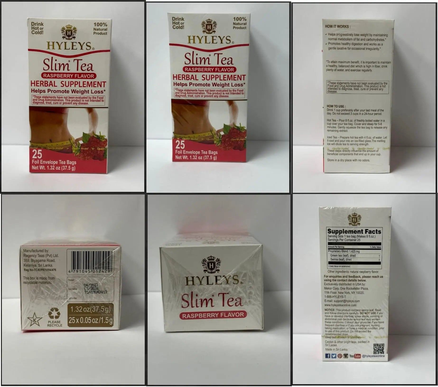 Hyleys Slim Tea Raspberry Flavor - Weight Loss Herbal Supplement Cleanse and Detox HYLEYS Au supplements