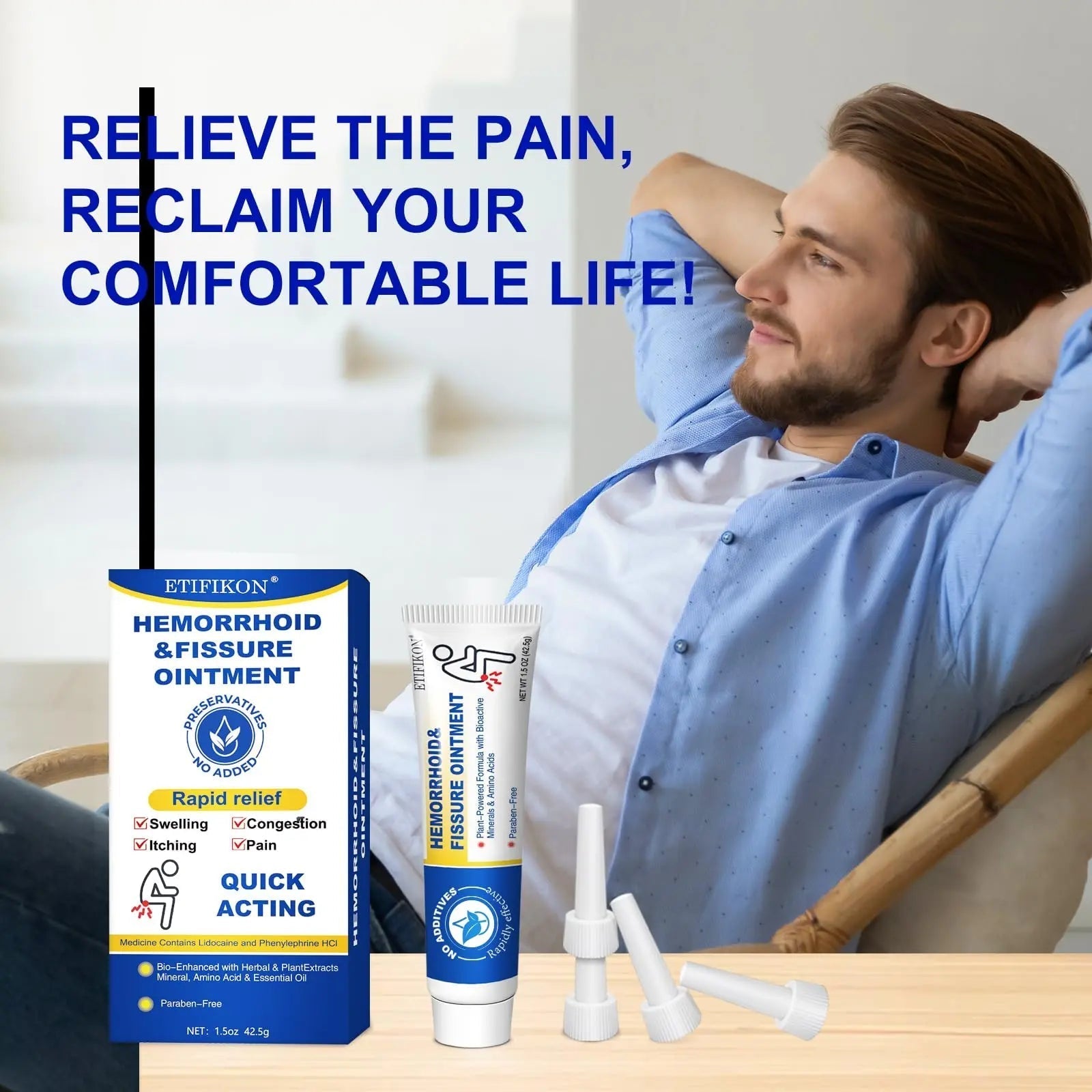 ETIFIKON Hemorrhoid & Fissure Ointment with 4% Lidocaine & Phenylephrine HCI – 42.5g Comforting Care Cream for Internal & External Areas – Helps Soothe Irritation & Support Daily Comfort (1 Pack) ETIFIKON Au supplements