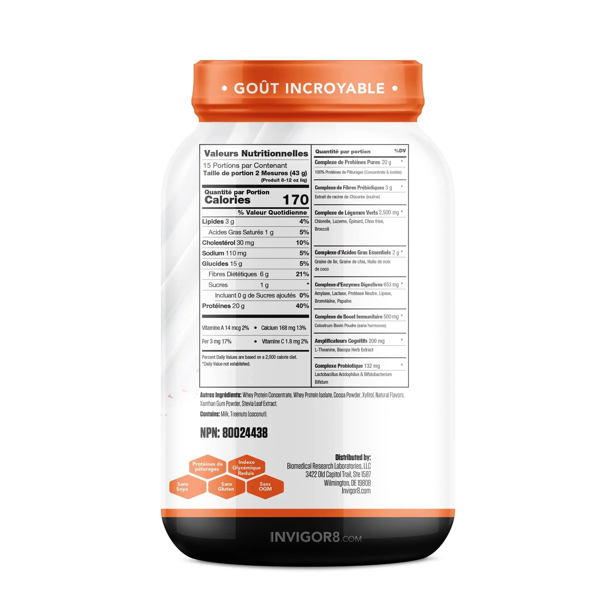 INVIGOR8 Superfood Grass Fed Whey Protein Isolate Shake Chocolate Brownie Gluten INVIGOR8 Au supplements