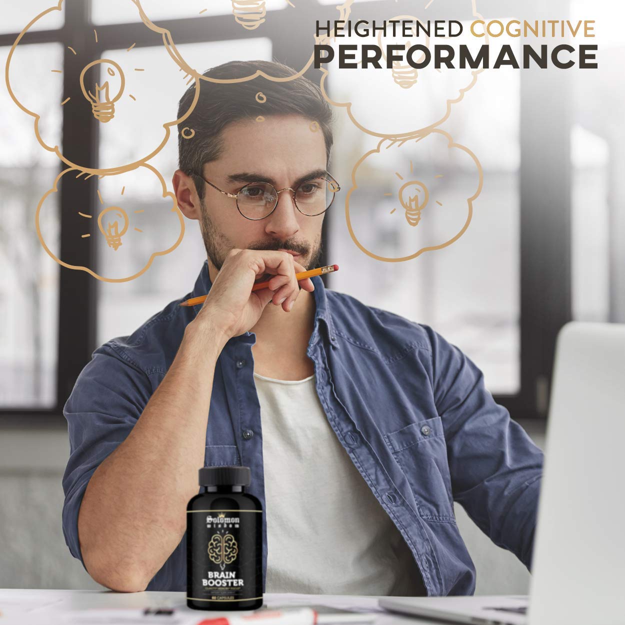 SOLOMON WISDOM Brain Booster – Nootropic Dietary Supplement for Memory Boost – 60 All-Natural Capsules to Enhance Focus & Improve Concentration & Clarity SOLOMON WISDOM Au supplements