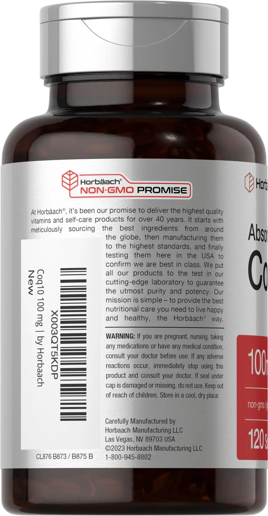 Horbäach CoQ10 100mg Softgels | 120 Count | Non-GMO and Gluten Free Supplement Horbäach Au supplements