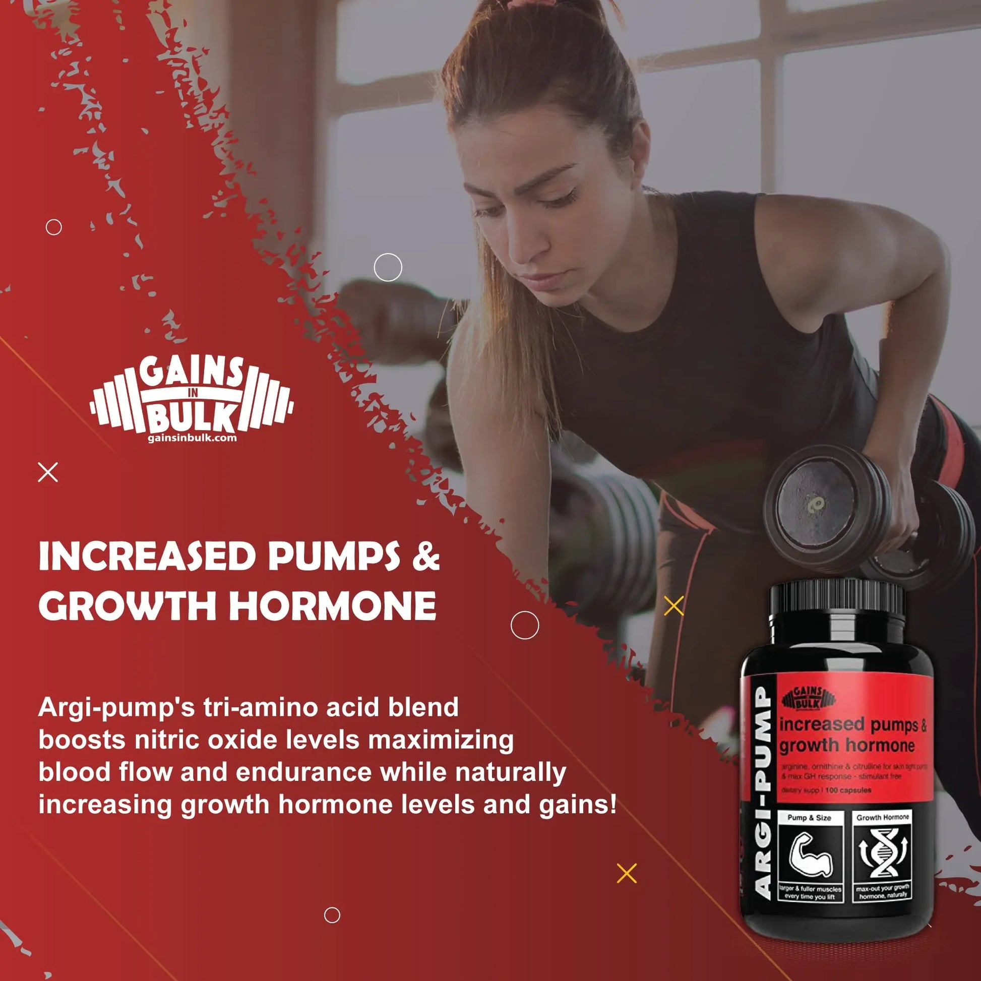 Gains in Bulk, Argi Pump, L-Arginine Nitric Oxide Booster with L-Citrulline and L-Ornithine GAINS IN BULK GAINSINBULK.COM Au supplements