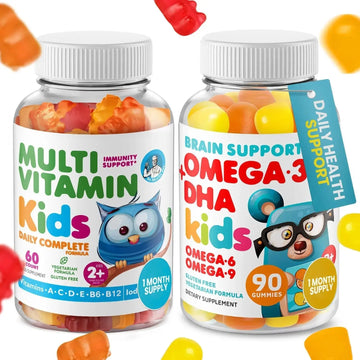 DR. MORITZ Omega 3 Gummies (90 Count) and Kids Multivitamin Gummies Bundle (60 Count) - for Daily Health Support - Vegan DHA Omega 3 for Kids DR. MORITZ Au supplements