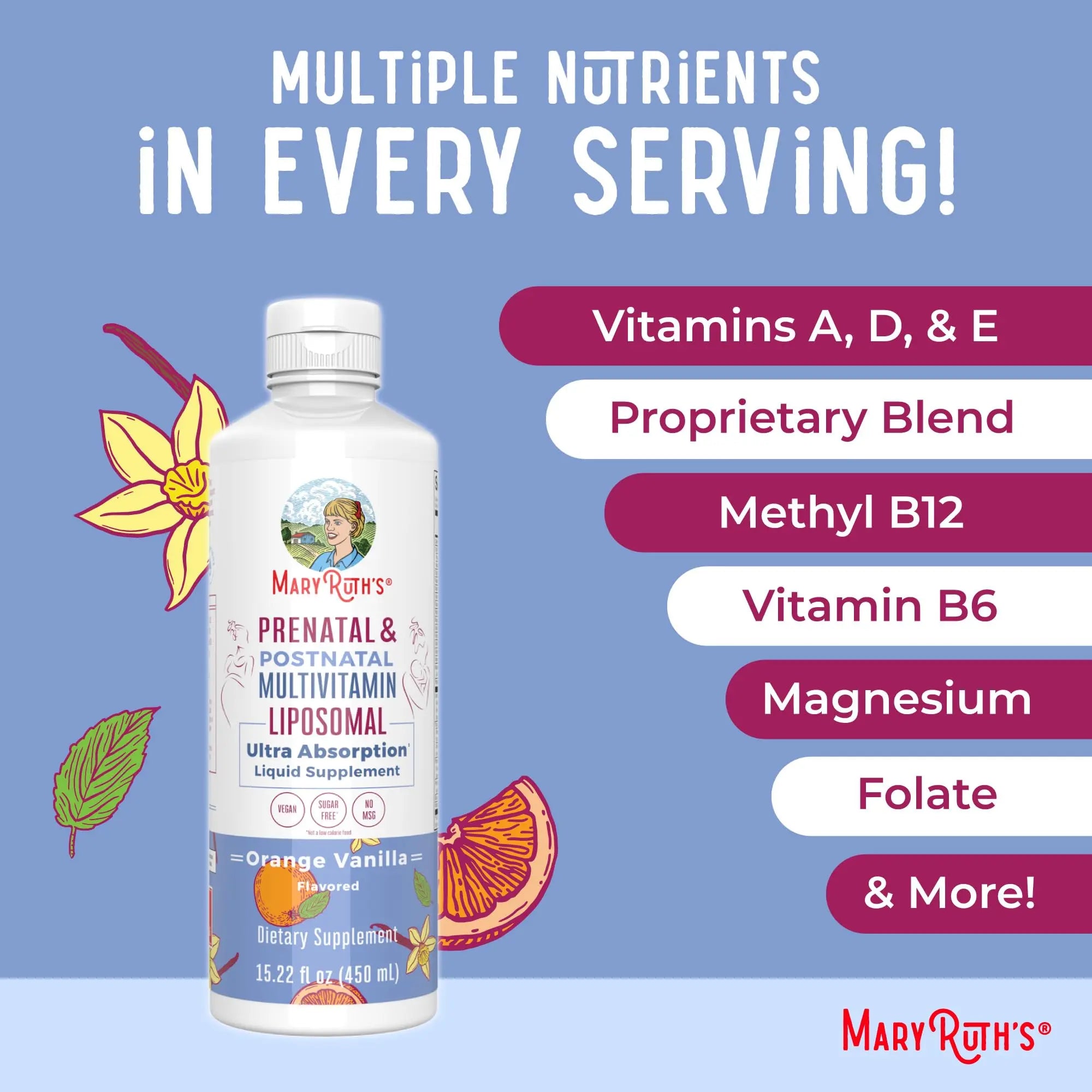 MaryRuth Organics Prenatal & Postnatal Multivitamin for Women | Sugar Free | Formulated for Pre-Conception, Pregnancy & Nursing | Prenatal Vitamins | Vegan | Non-GMO | Gluten Free | 30 Servings MARYRUTH'S Au supplements