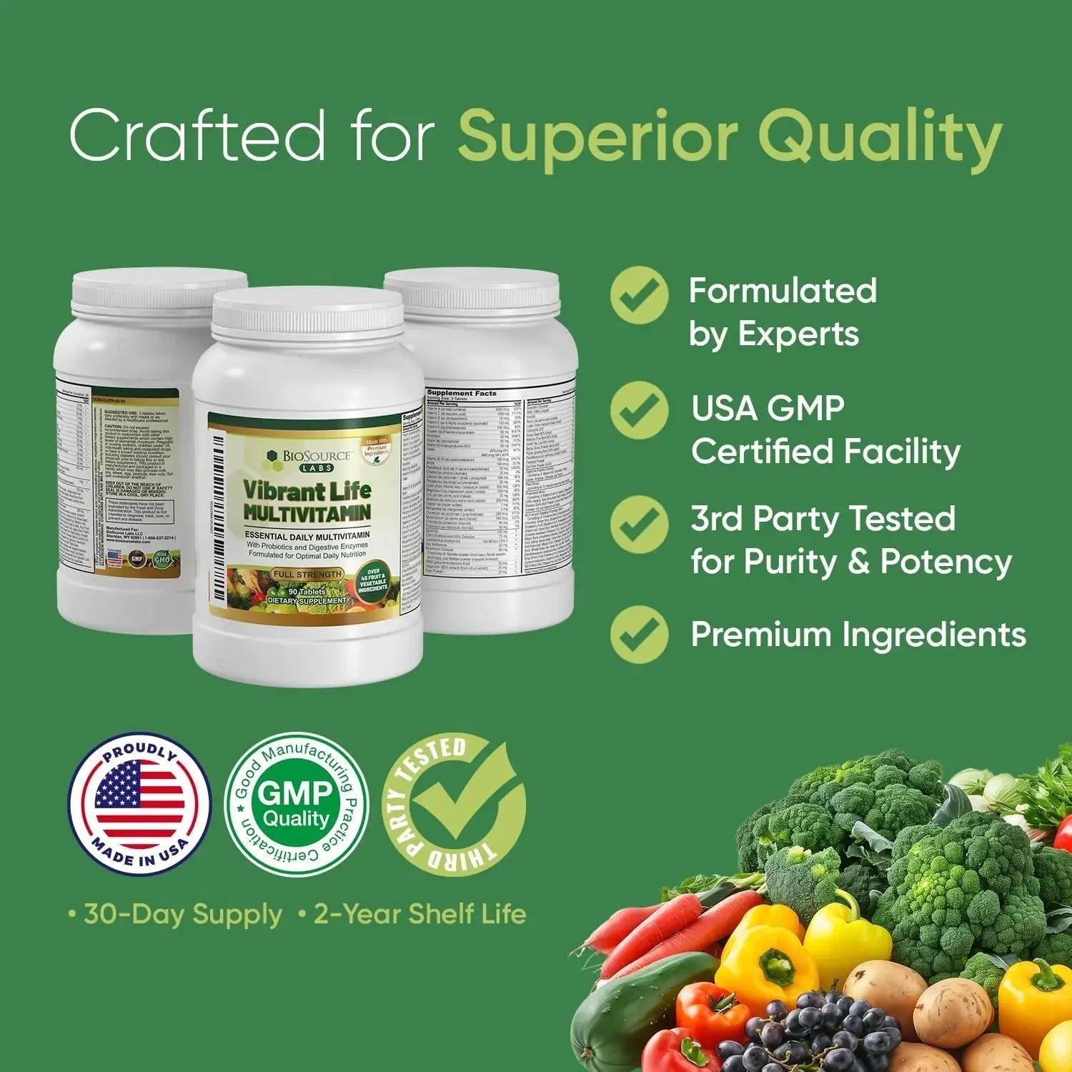 BioSource Labs Vibrant Life Multivitamin with Probiotics, Digestive Enzymes & B-Complex – Over 45 Fruits and Veggies BioSource Labs Au supplements