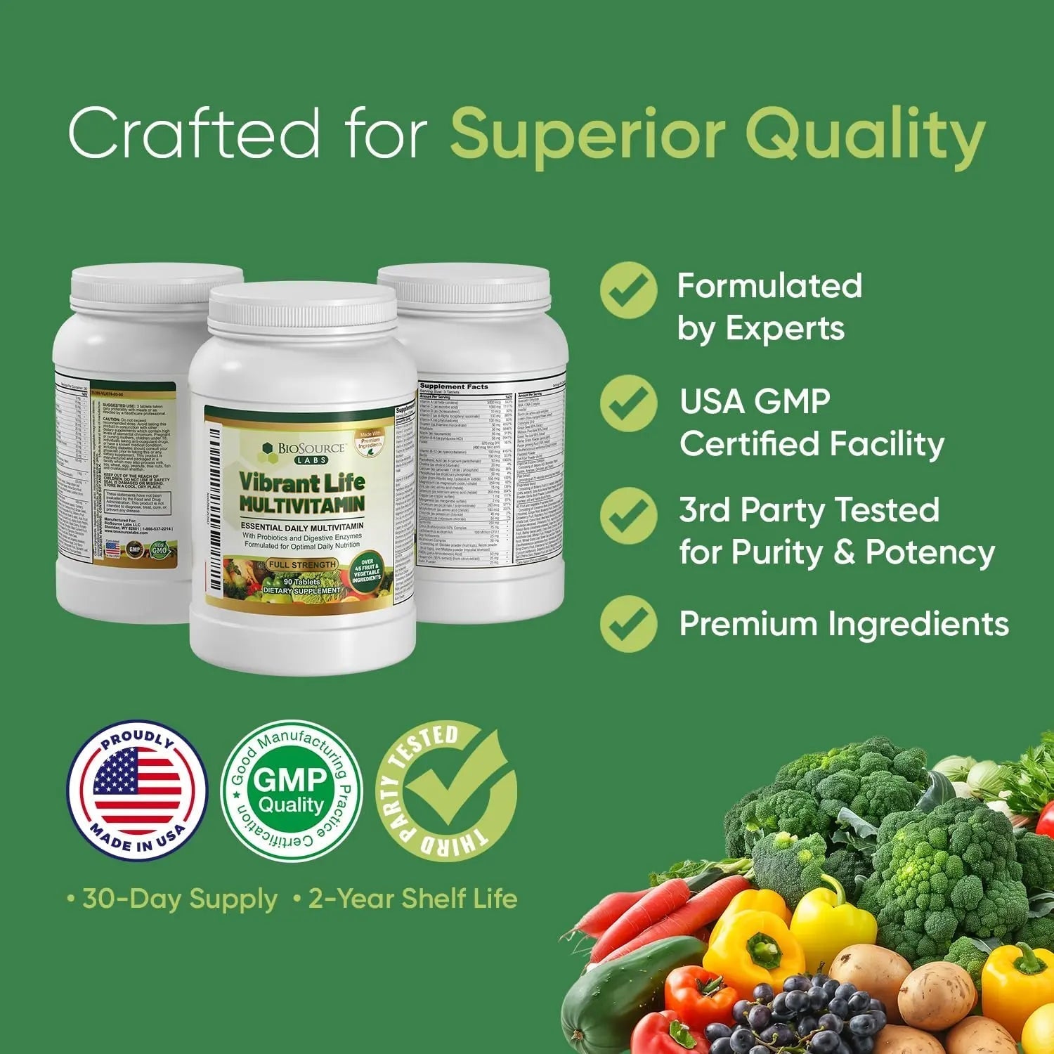 BioSource Labs Vibrant Life Multivitamin with Probiotics, Digestive Enzymes & B-Complex – Over 45 Fruits and Veggies BioSource Labs Au supplements
