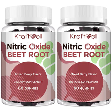 Kraftvoll Nitric Oxide Beet Root Gummies – Sugar-Free Beet Chewables, Mixed Berry Flavor with Grapeseed Powder, Pomegranate, Vitamin C & B12 – Nitric Oxide Supplements for Men – 60 Gummies (2 Bottles) Kraftvoll Au supplements