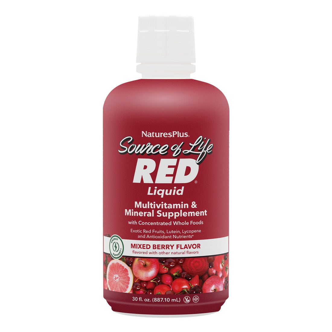 NaturesPlus Source of Life RED Multivitamin Liquid - 30 oz - Energy & Immune Support - with Exotic Red Fruits, Lycopene & Lutein - Vegetarian & Gluten Free - 30 Servings NaturesPlus Au supplements