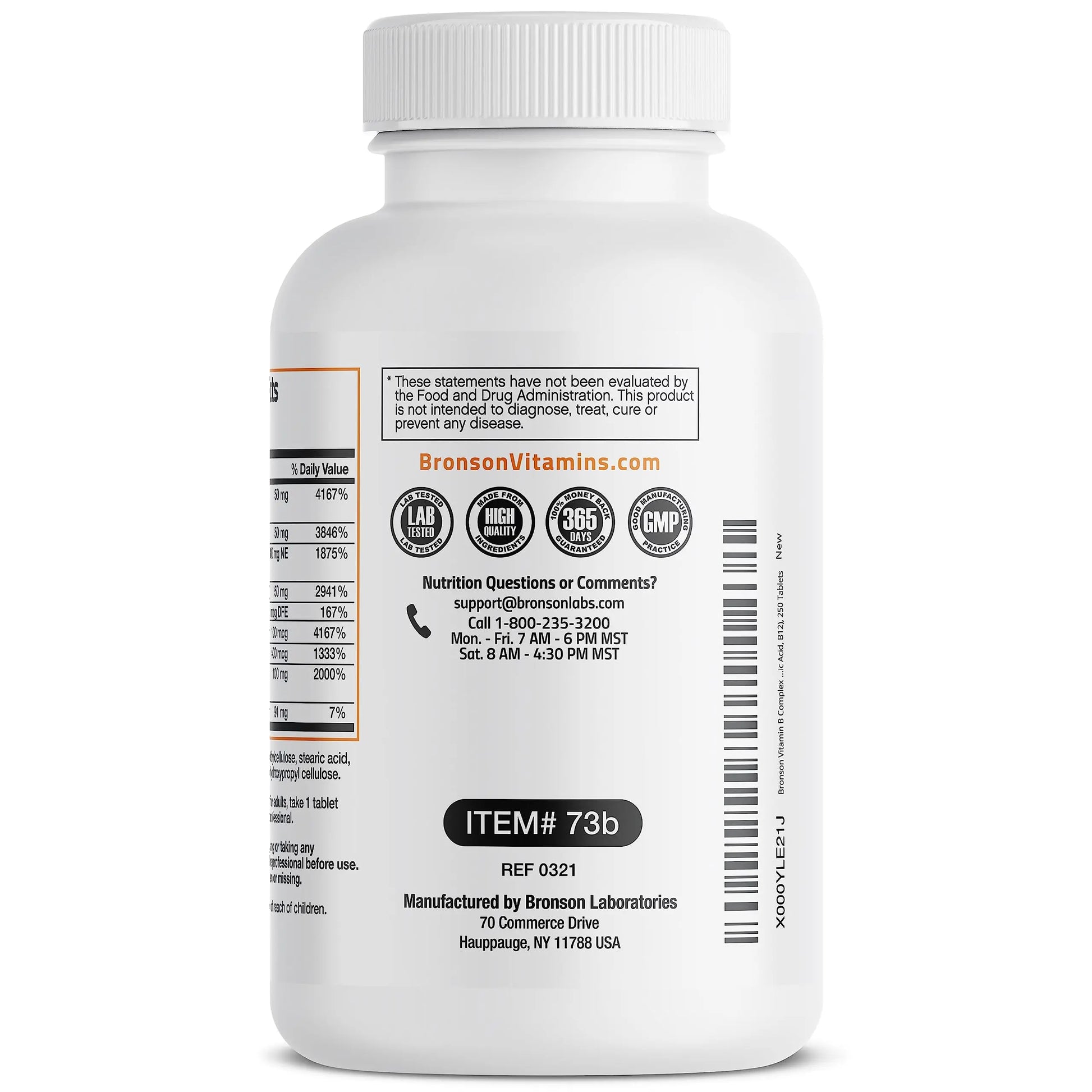 Bronson Super B Vitamin B Complex Sustained Slow Release Vitamin B1, B2, B3, B6, B9 Bronson Au supplements
