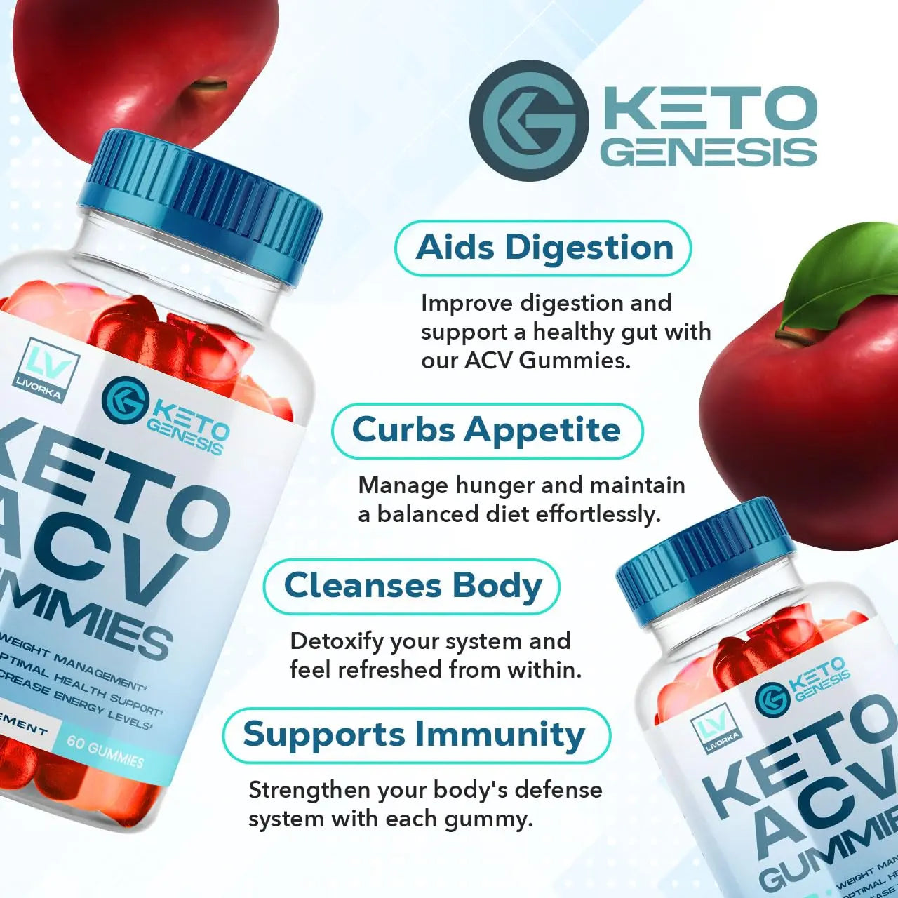 5 Pack - Keto Genesis Keto ACV Gummies Advanced Weight Loss, Genesis ACV, Genesis LIVORKA Au supplements