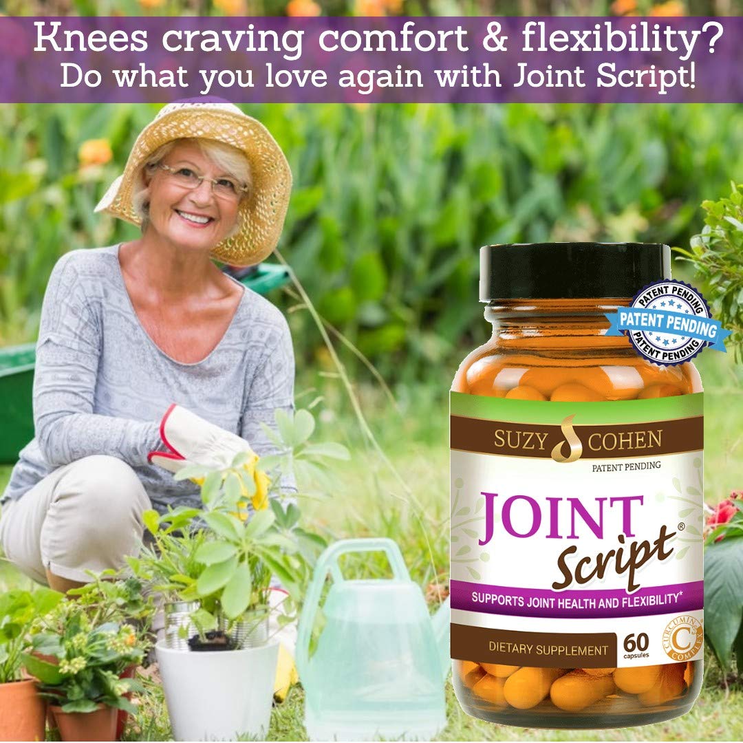 Suzy Cohen Joint Script Joint Support Supplement with Hyaluronic Acid, C3 Curcumin Turmeric Extract, MSM, Collagen Peptides, Ginger, and Boswellia for Maximum Flexibility, Tendon and Cartilage Health Script Essentials Au supplements