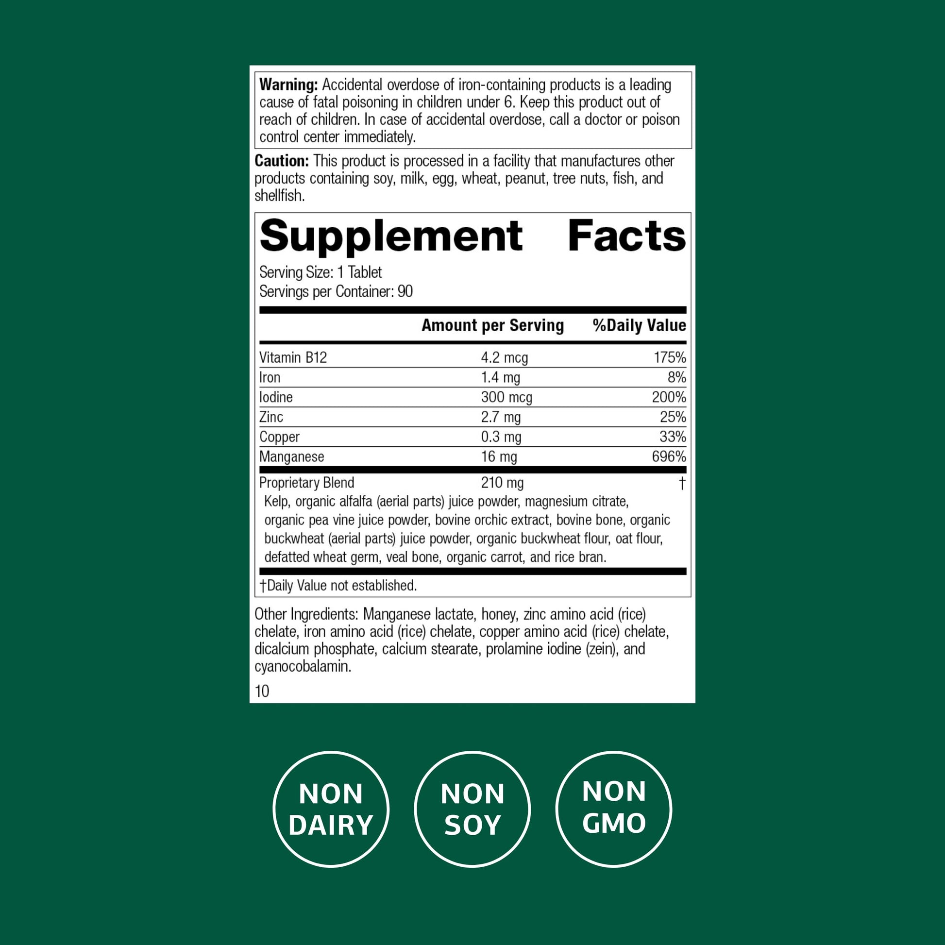 Standard Process Trace Minerals-B12 - Thyroid & Cell Functioning Support with Iodine, Zinc & Copper - Cartilage & Bone Health Aid - Non-Dairy & Non-Soy - 90 Tablets (90 Servings) Standard Process Inc. Au supplements