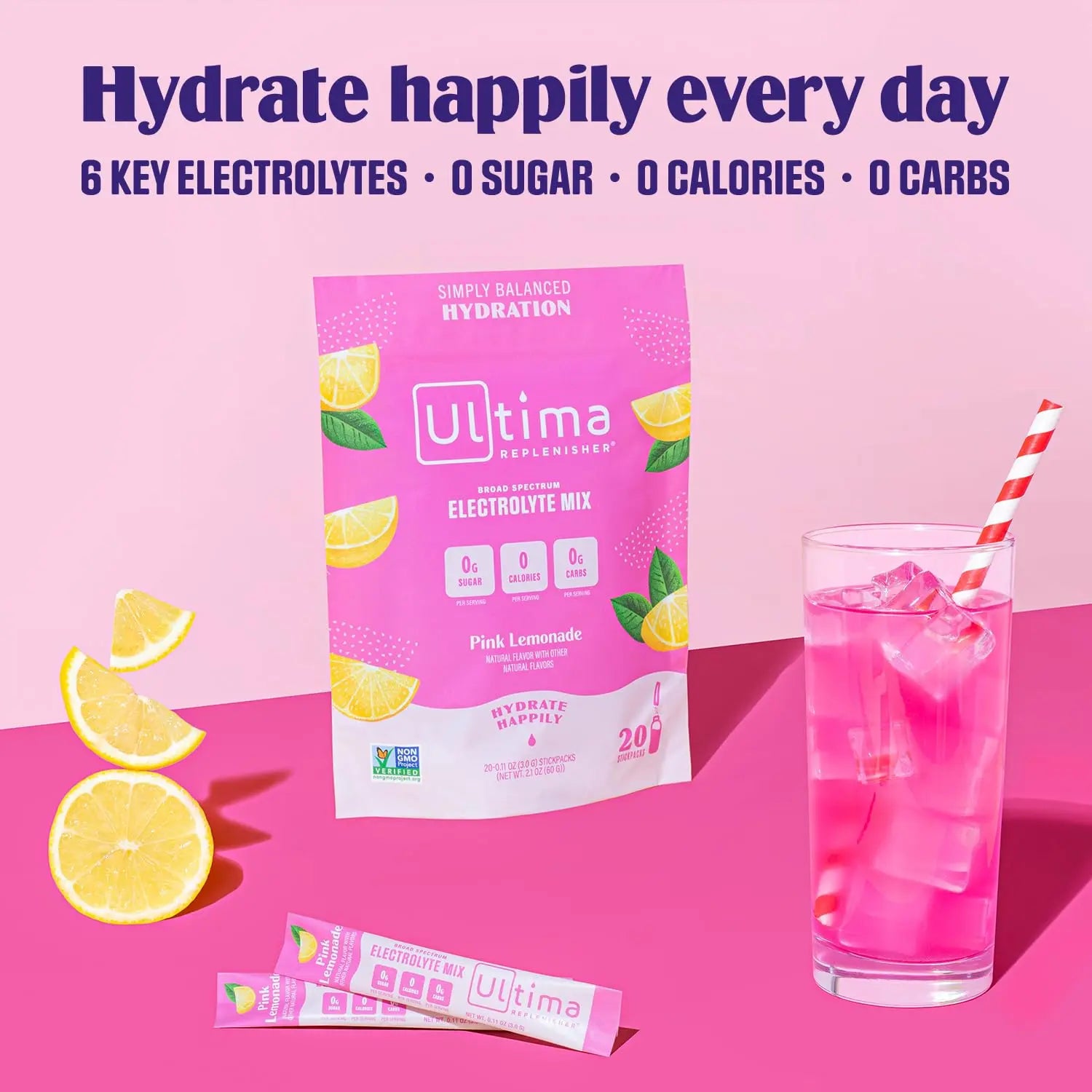 Ultima Replenisher Daily Electrolyte Drink Mix – Pink Lemonade, 20 Stickpacks – Hydration Ultima Replenisher Au supplements