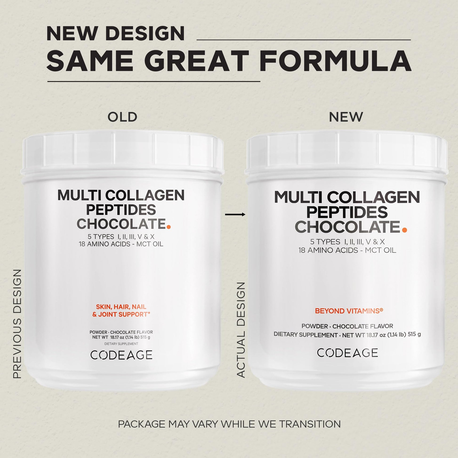 Codeage Multi Collagen Chocolate Protein Powder - Hydrolyzed Bovine Collagen Peptides, 5 Collagen Types & MCT Oil - Collagen Creamer, Chocolate Collagen Peptides - Protein Shakes - Non-GMO - 18.17 oz Codeage Au supplements