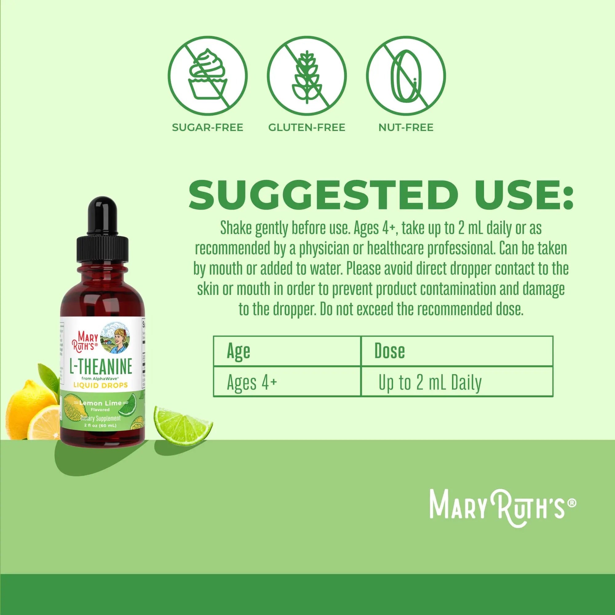 MaryRuth's L Theanine 200mg Liquid Drops | Mood Support for Adults & Kids | Focus Supplement | Natural Sleep Support | Vegan MARYRUTH'S Au supplements