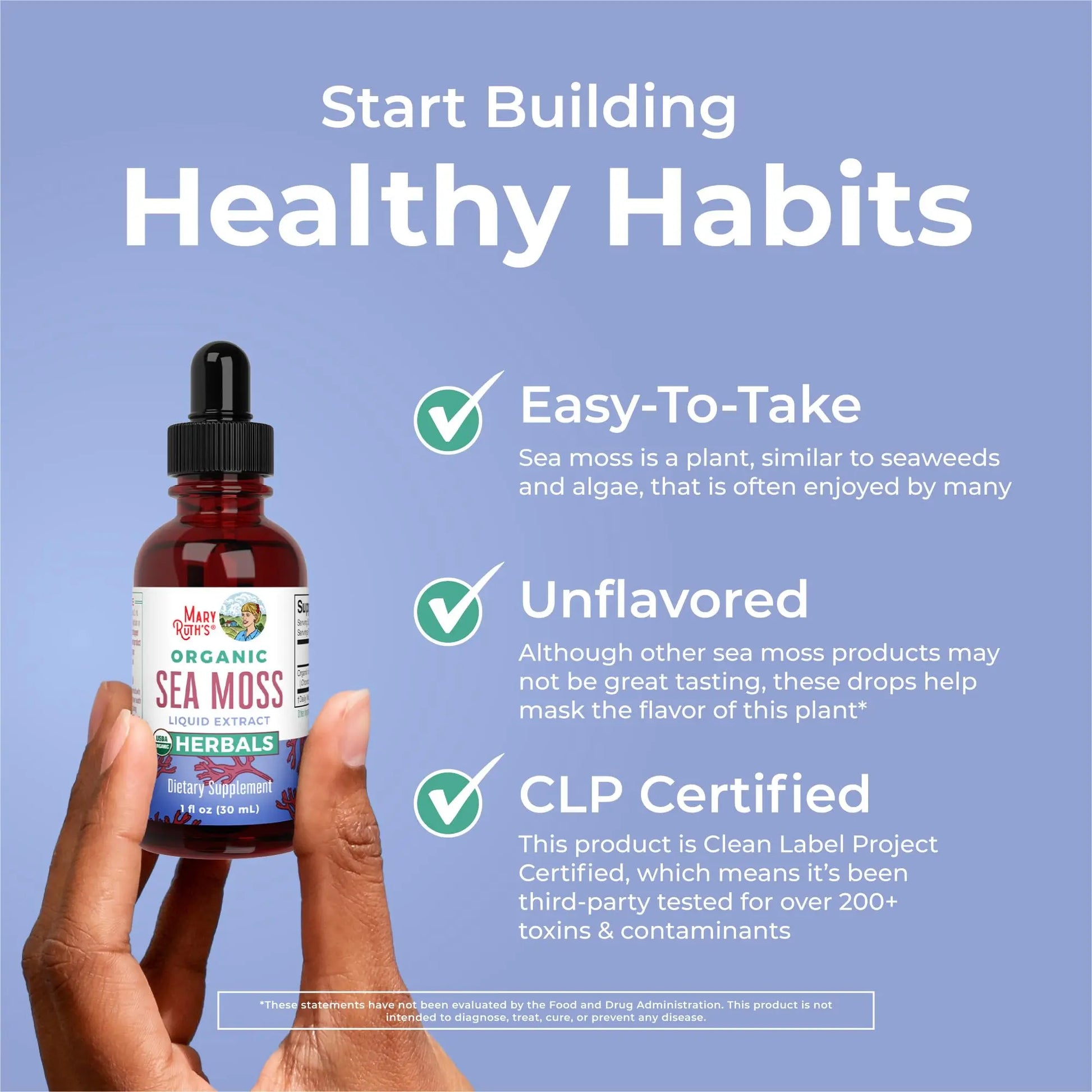 MaryRuth Organics Irish Sea Moss Liquid Drops | Chondrus Crispus | Wild Harvested | Organic Irish Moss Formulated for Adults & Kids Ages 14+ | Unflavored | Sugar Free | Vegan | Non-GMO | 1 Fl Oz MARYRUTH'S Au supplements