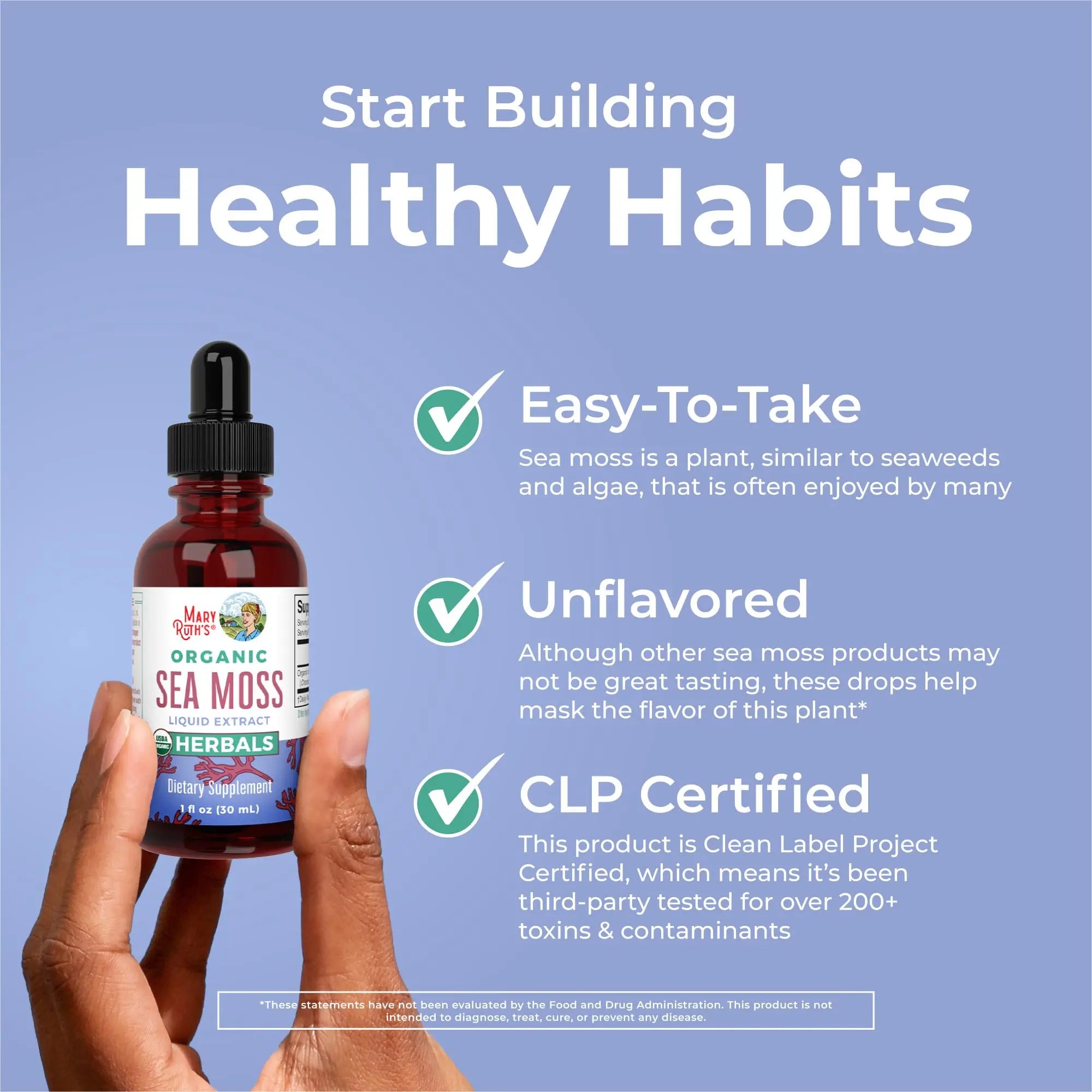 MaryRuth Organics Irish Sea Moss Liquid Drops | Chondrus Crispus | Wild Harvested | Organic Irish Moss Formulated for Adults & Kids Ages 14+ | Unflavored | Sugar Free | Vegan | Non-GMO | 1 Fl Oz MARYRUTH'S Au supplements