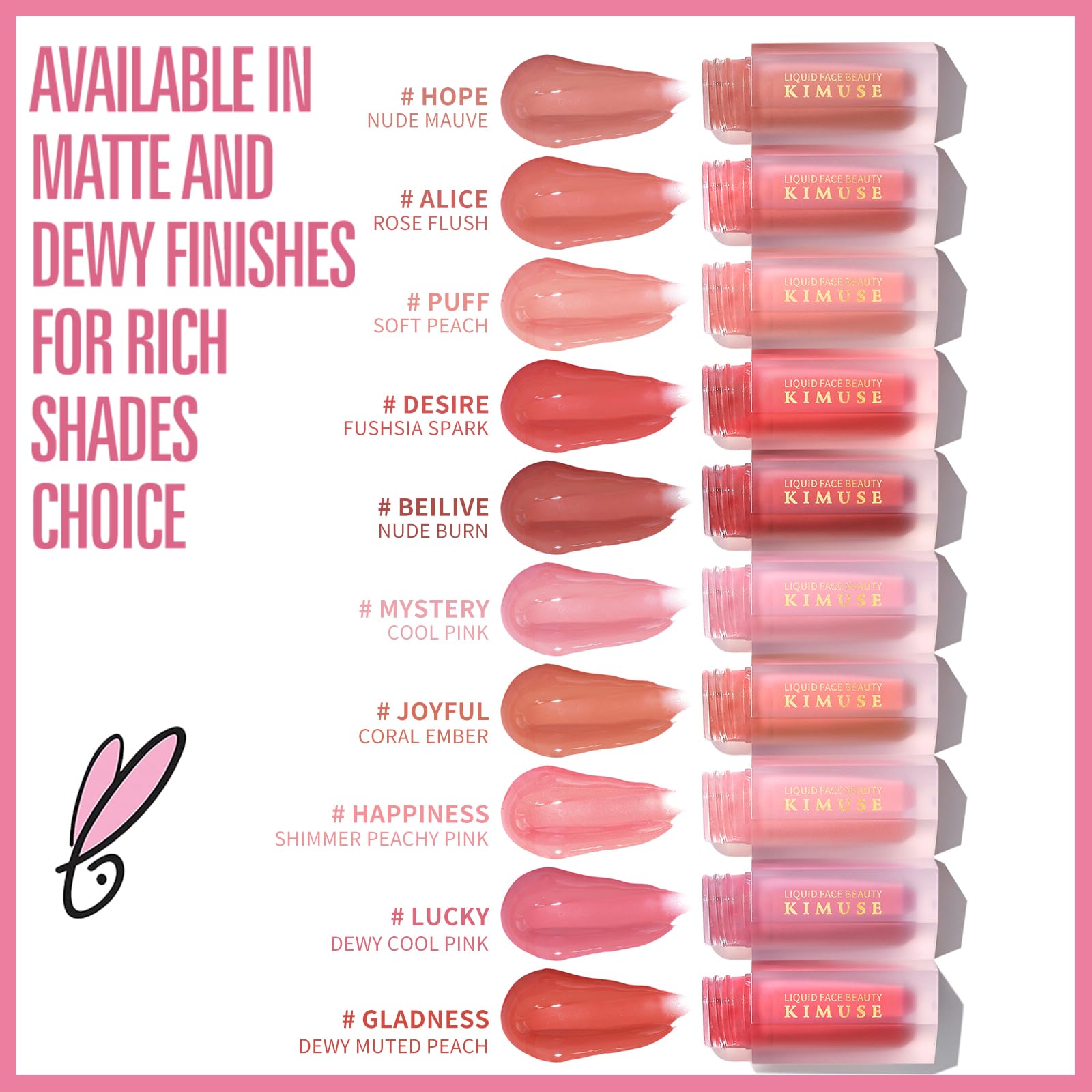 KIMUSE Liquid Blush, Long-Wearing Pigmented Soft Cream Face Blush, Waterproof, Smudge Proof, Dewy Finish KIMUSE Au supplements
