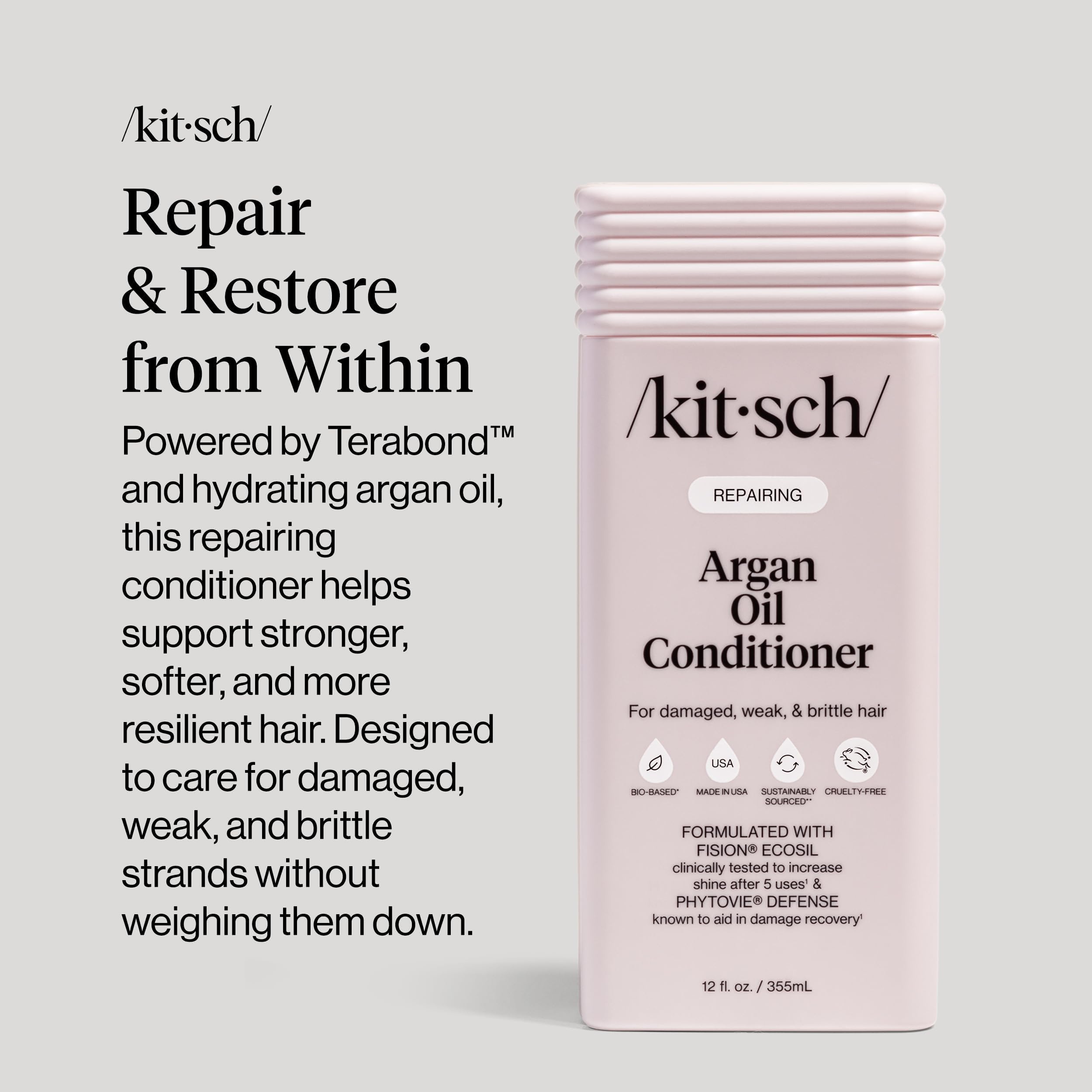 Kitsch Repairing Argan Oil Liquid Conditioner for Women & Men – Argan Oil for Hair, For Shine, Smoothness & Damage Recovery, Hair Repair – Clean, Color-Safe Hair Care - 12.3 oz Kitsch Au supplements