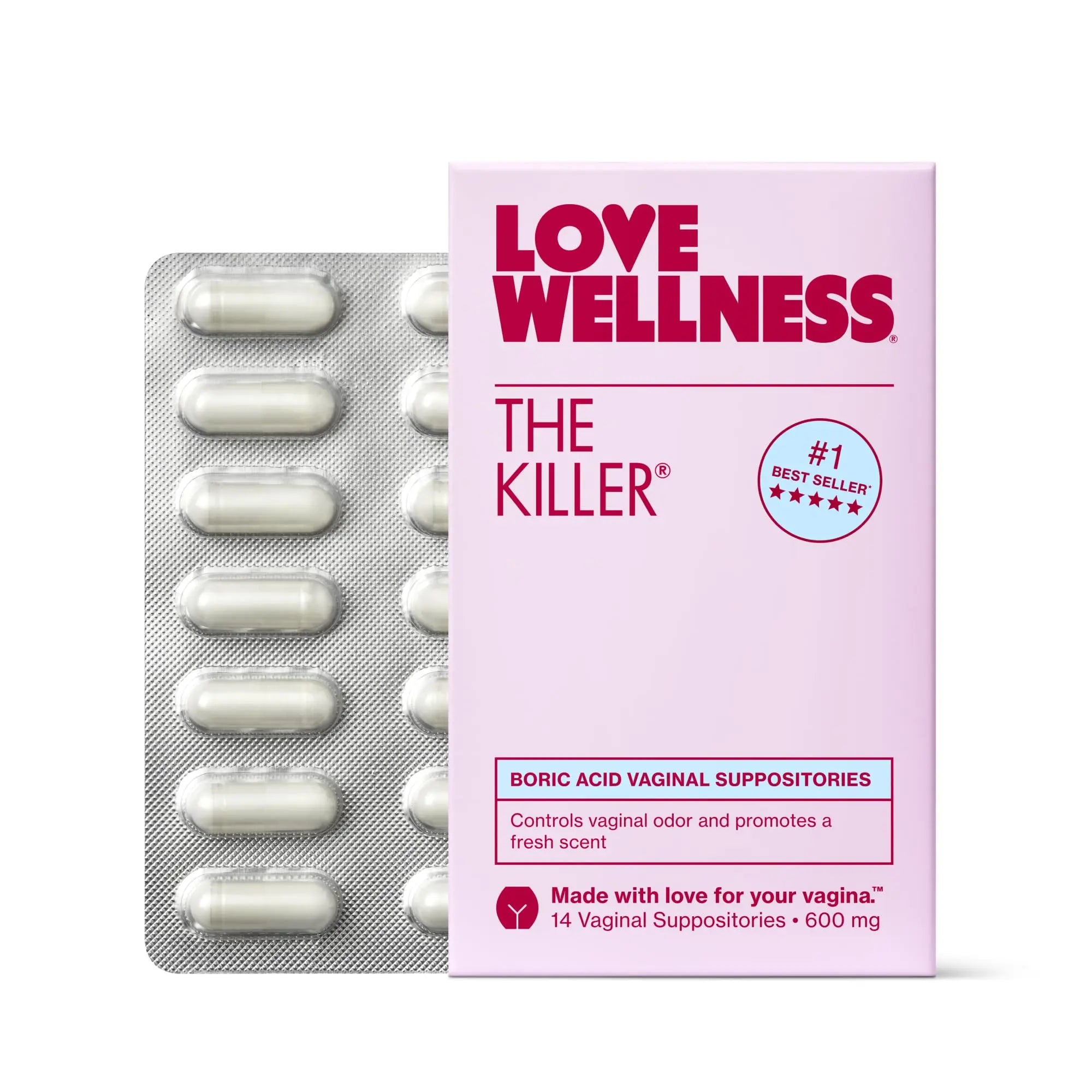Love Wellness The Killer | Boric Acid Vaginal Suppositories | Balances pH & Supports Odor Control, a Healthy Vaginal Balance and Environment | Fast-Acting & Fragrance-Free | Gentle & Effective | 14 Ct Love Wellness Au supplements