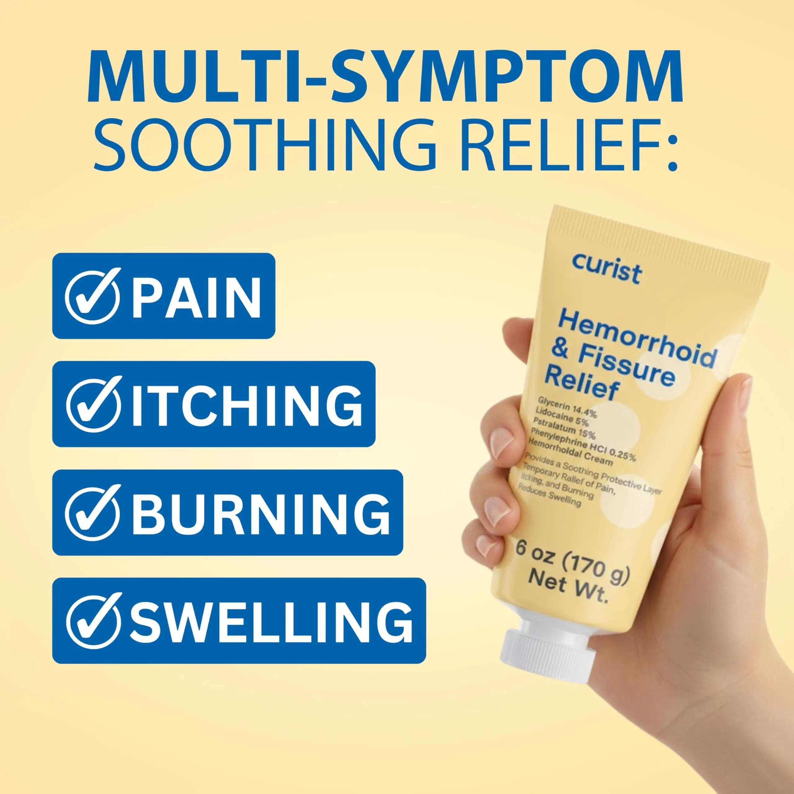 Curist Fissure and Hemorrhoid Cream with Lidocaine 5% and Phenylephrine HCl - Numbing Anal Fissure Cream Temporarily Shrinks Hemorrhoids - Reduces Itching, Swelling, & Burning - Huge Tube - 6oz Curist Au supplements