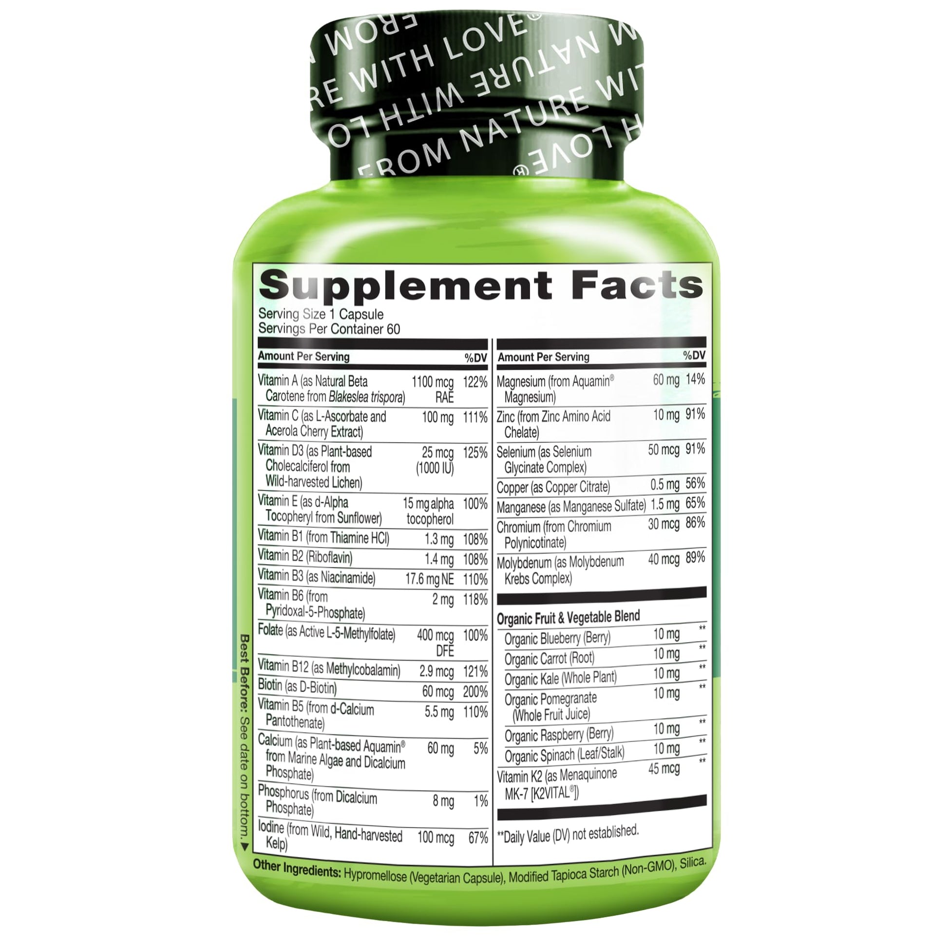 NATURELO Mens Multivitamins for Men 50+ - One Daily Multivitamin for Men with Vitamins, Minerals & Organic Whole Foods, Boost Energy & Health, Non-GMO, 60 Vegetarian Capsules NATURELO Au supplements