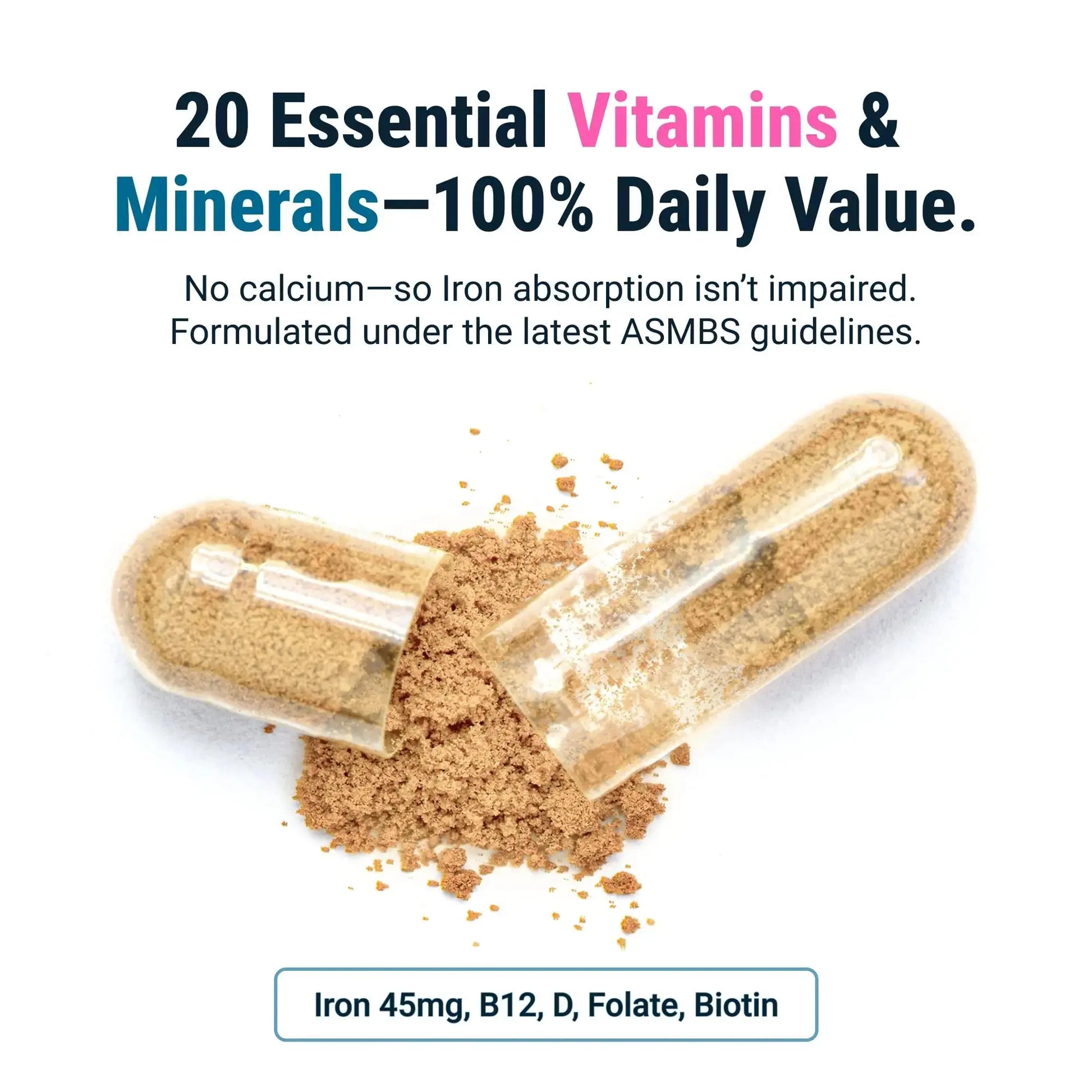 BariatricPal Multivitamin ONE 1 per Day! Bariatric Multivitamin Capsule with 45 mg of Iron | Easy to Swallow Capsule | BariatricPal Au supplements