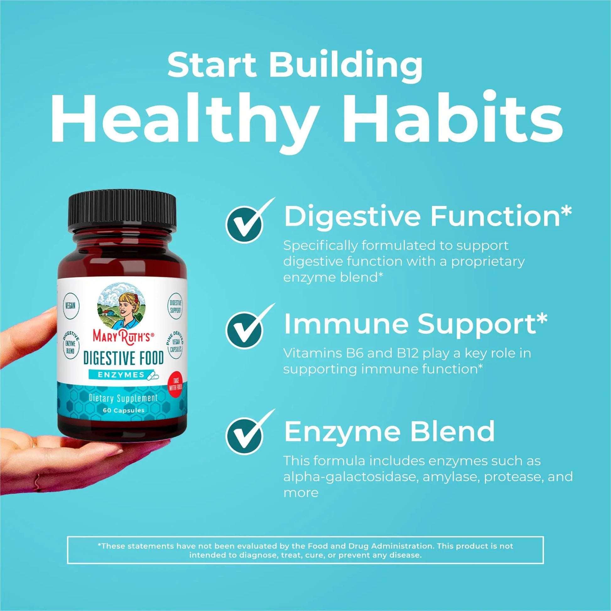 MaryRuth Organics Digestive Enzymes | Up to 2 Month Supply | Vegan Digestive Health Aid and Gut Health Enzyme Complex | Over 12 Enzymes | Vitamins B6 & B12 MARYRUTH'S Au supplements